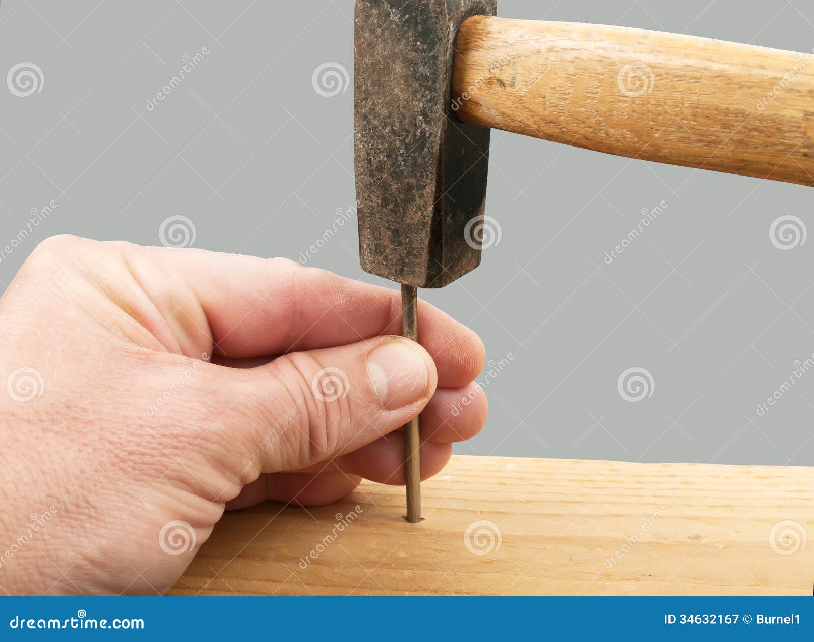 Nail and hammer stock image. Image of improvement, building 34632167
