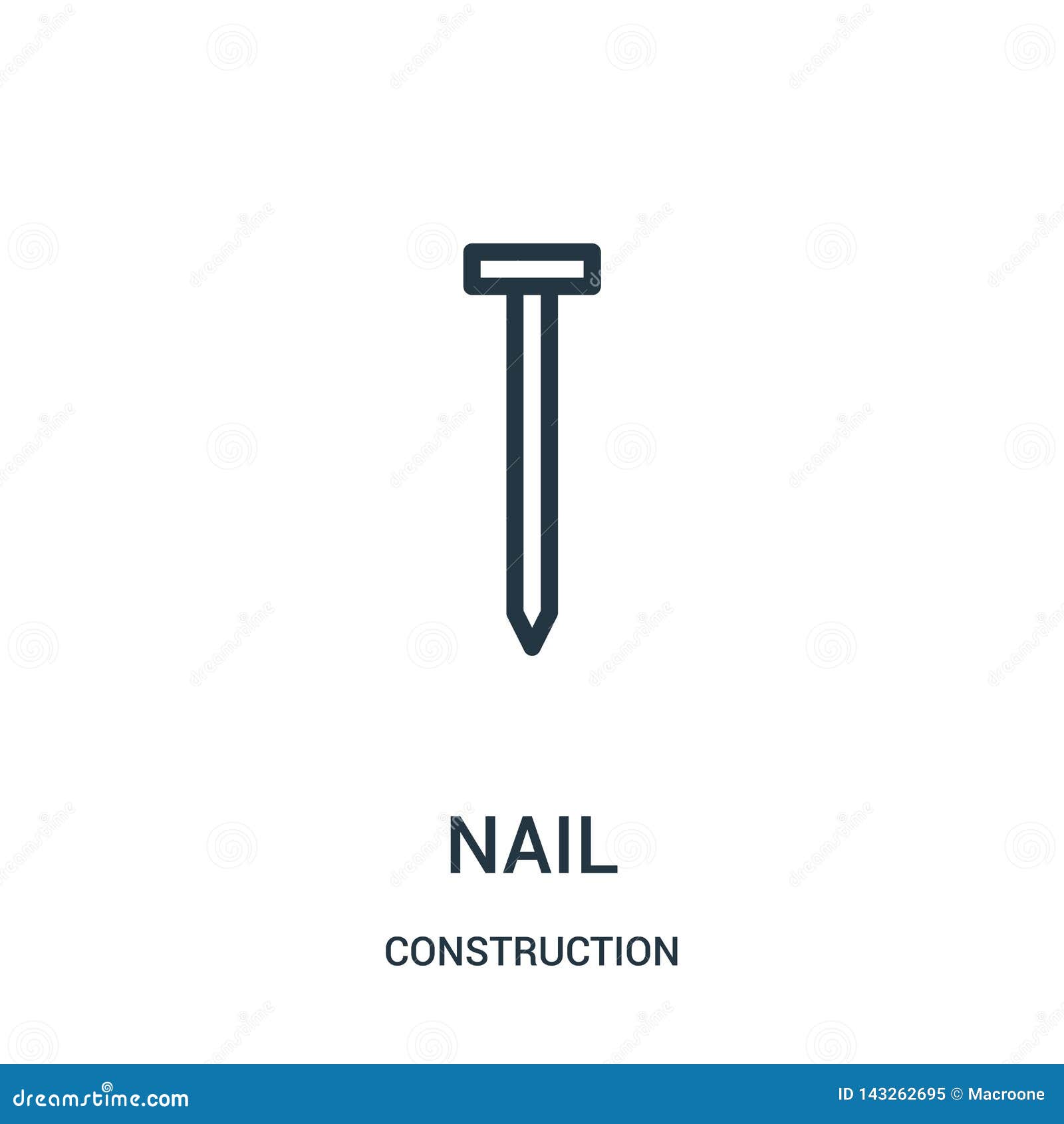 Nail Icon Vector from Construction Collection. Thin Line Nail Outline