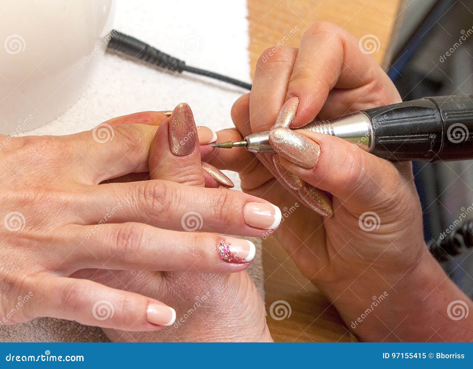 Nail Master in Rubber Gloves Make Manicure Stock Image Image of hand