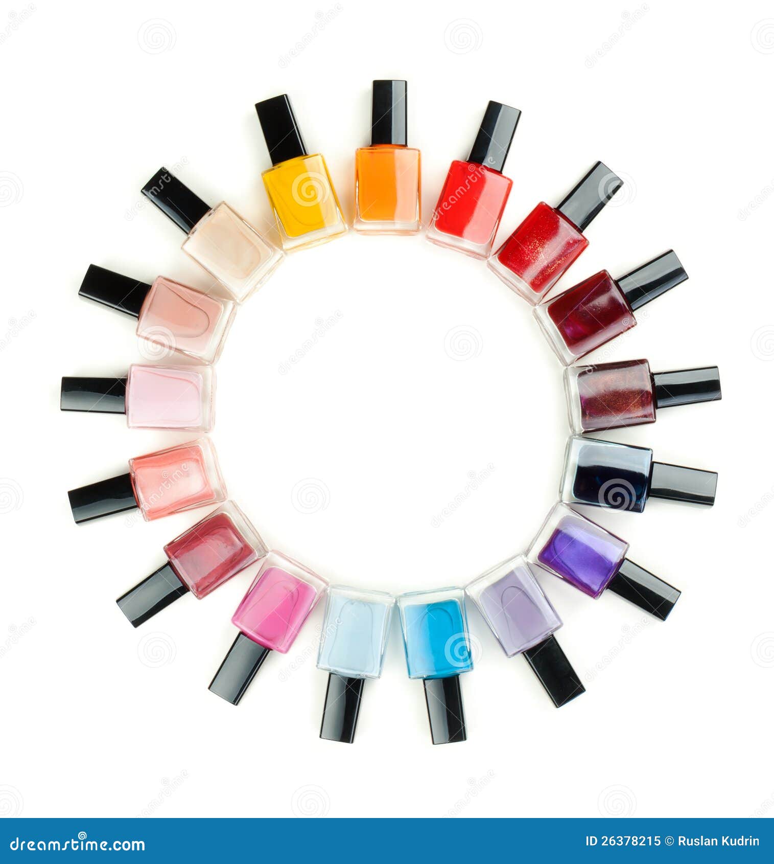 Nail Polish Arranged in a Circle Stock Image Image of background