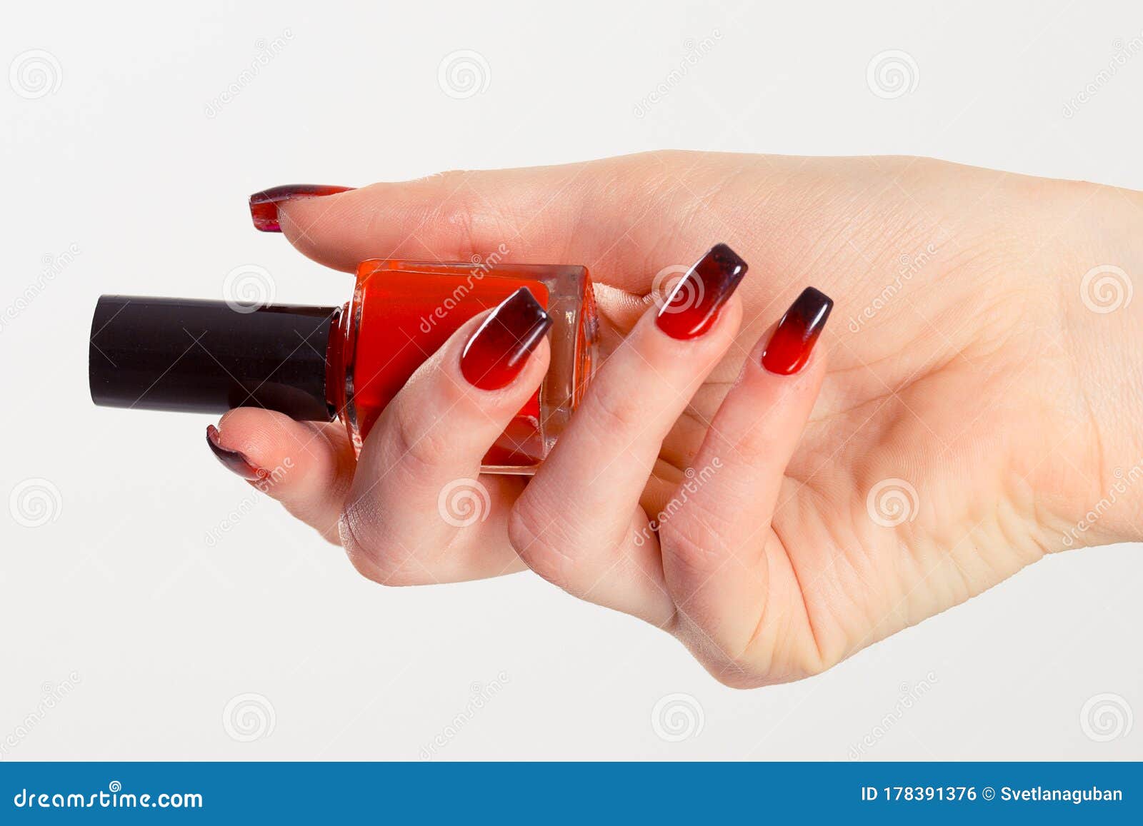 Nail Polish. Art Manicure. Modern Style Red Black Gradient Nail Polish. Beauty Hands Holding Red Bottle Stock Photo - Image of cosmetic, degrades: 178391376 Nail Polish. Art Manicure. Modern Style Red Black Gradient Nail Polish. Beauty Hands Holding Red Bottle Stock Photo - Image of cosmetic, degrades: 178391376