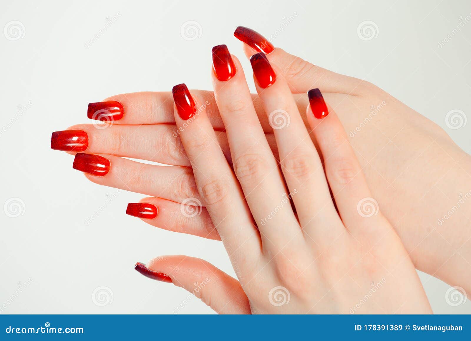 Nail Polish. Art Manicure. Modern Style Red Black Gradient Nail Polish  Stock Image - Image of female, black: 178391389