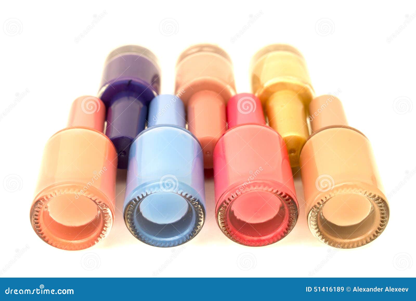 Nail Polish on Top on a White Background Stock Image Image of colors