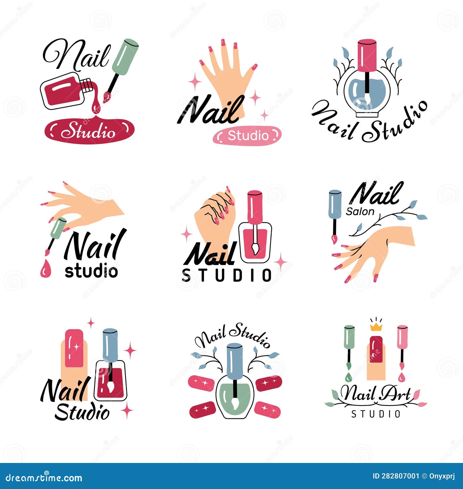 Manicure and nail spa sketch icons Royalty Free Vector Image