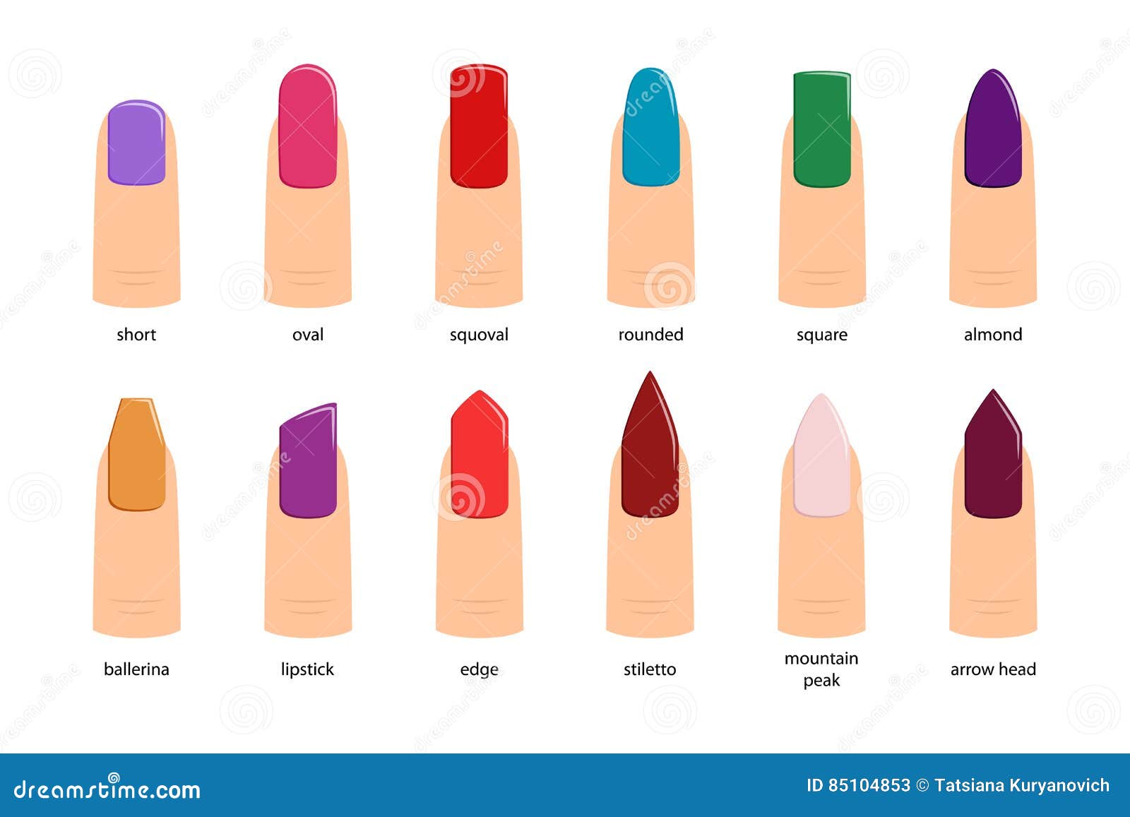 Nail Shapes, Vector Illustration Stock Vector - Illustration of ...