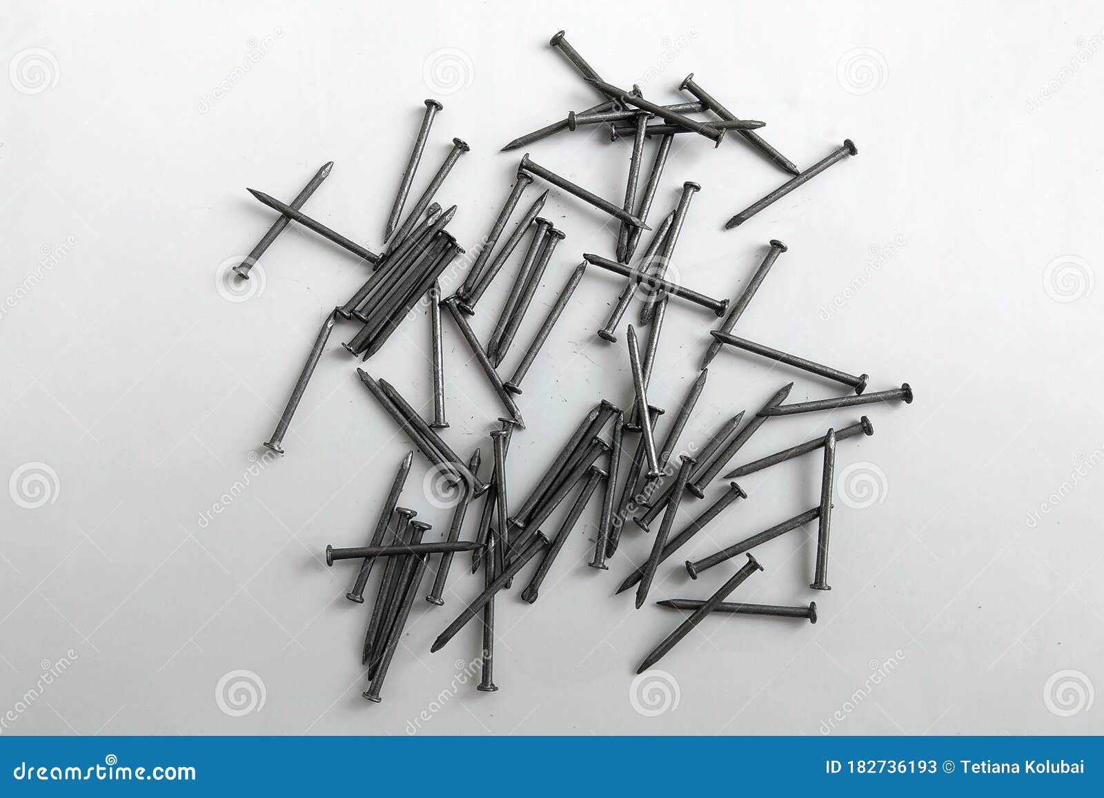 Nails on a Gray Background Top View. Stock Image - Image of carpentry ...