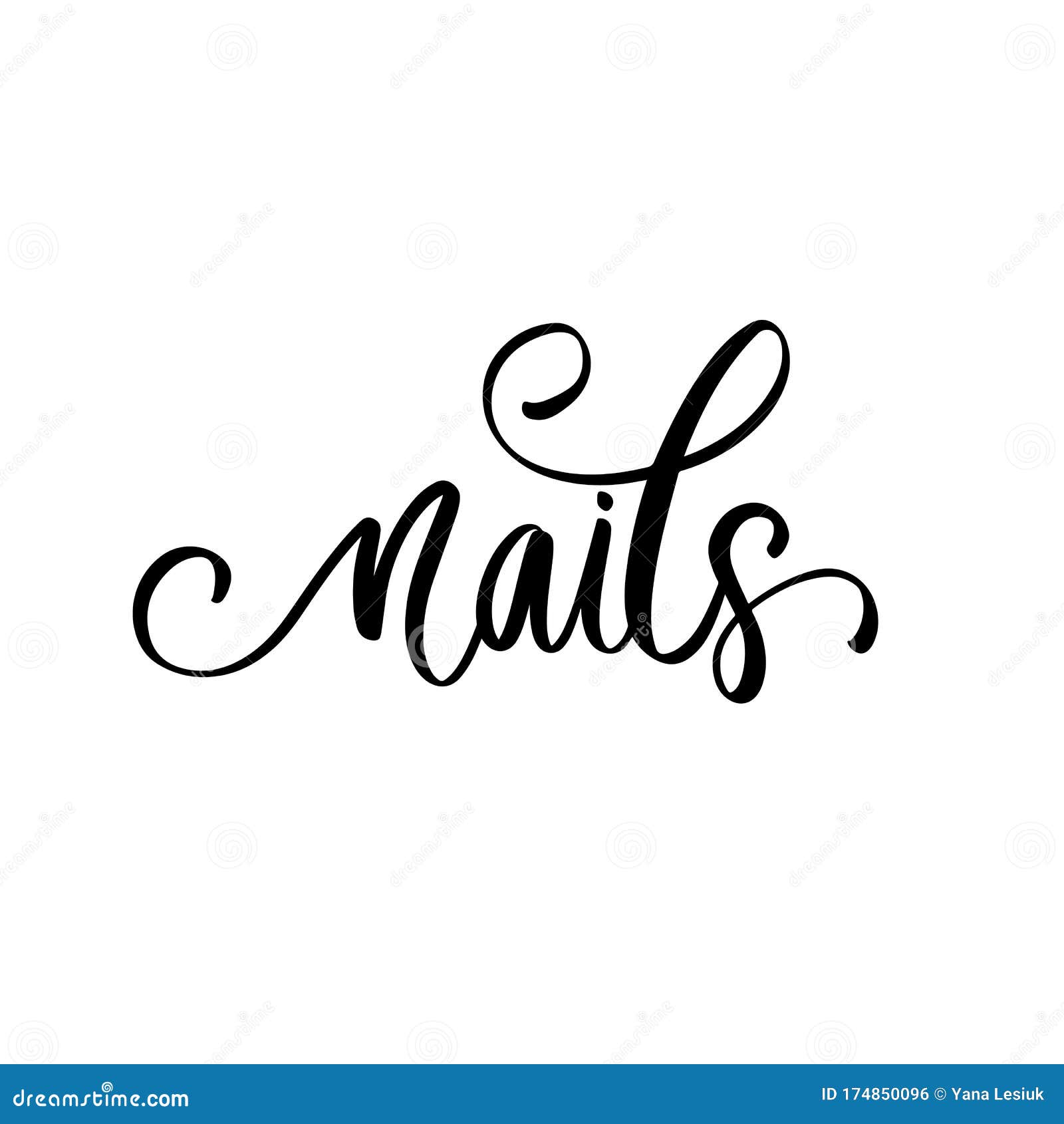Download Nails - Hand Drawn Logo Design Template. Handwritten Lettering About Nails And Manicure. Stock ...