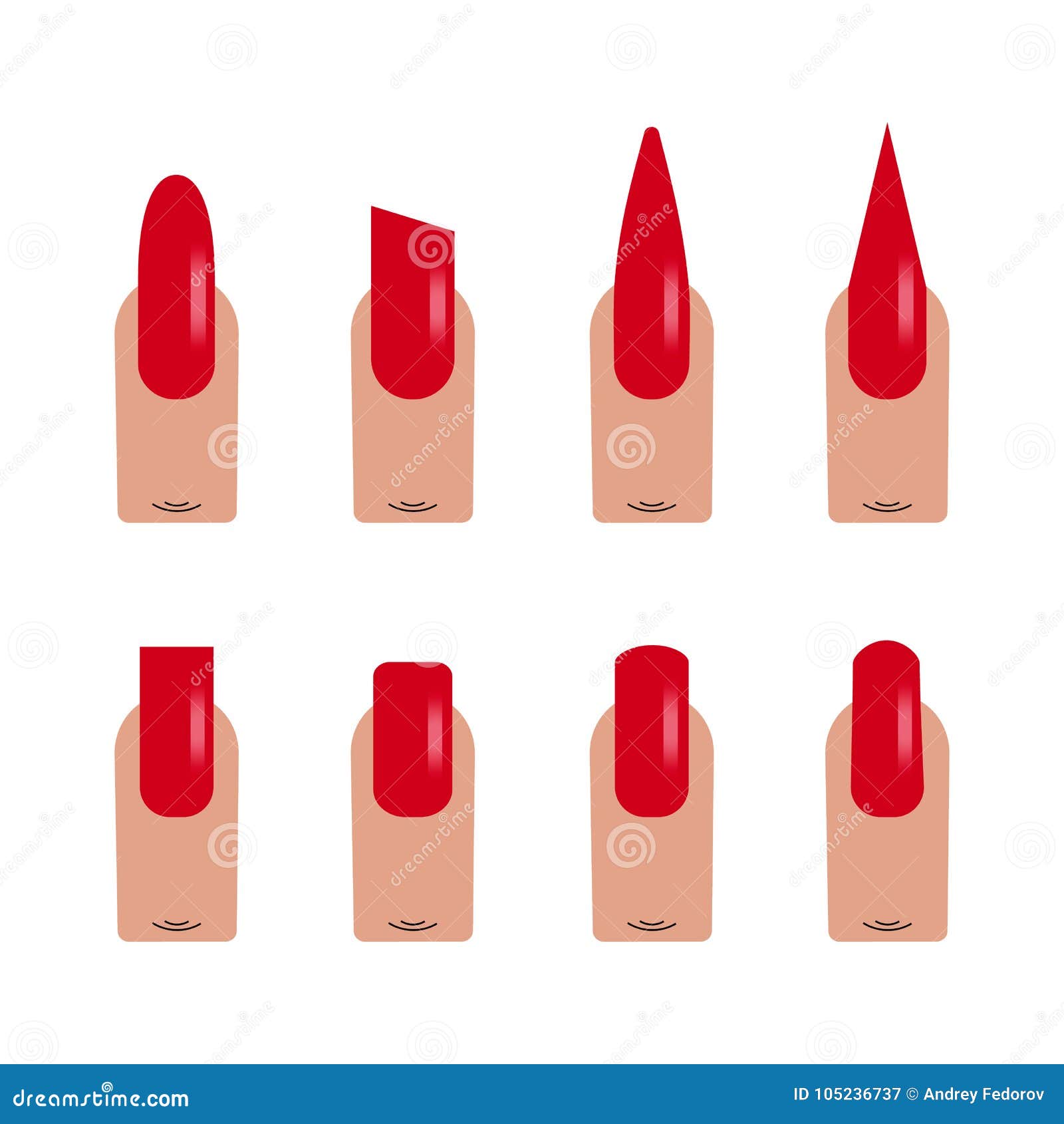 Nails Shape Icons Vector Flat Illustration Stock Vector - Illustration of  form, oval: 105236737