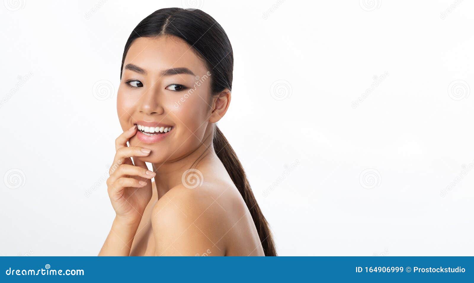 Naked Beauty Beautiful Asian Girl Smiling Over White Background Stock Image Image Of Portrait