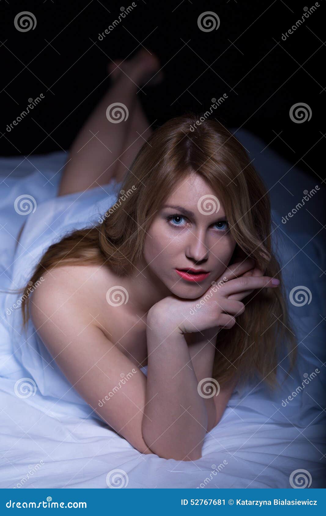 Naked in bed stock image. Image of color, person, makeup - 52767681