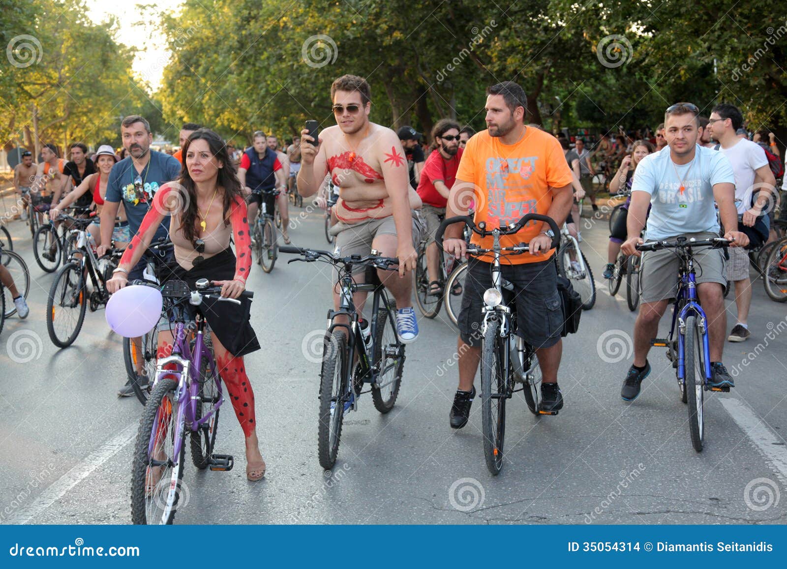 Naked Bicycle Race in Thessaloniki - NakeD Bicycle Race Thessaloniki Greece Jun Bicyclists Throng Start Annual ParaDe Jun ParaDe Celebrates 35054314