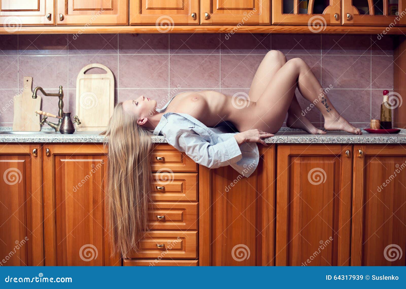 Blonde Nude Kitchen Counter