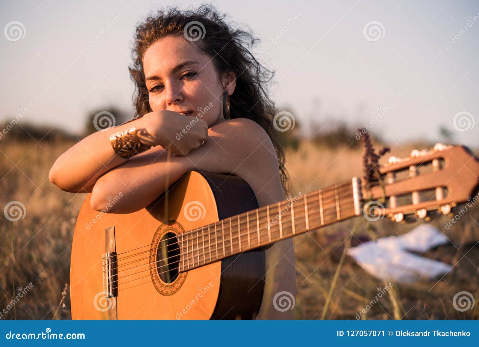 Naked Female Guitarist