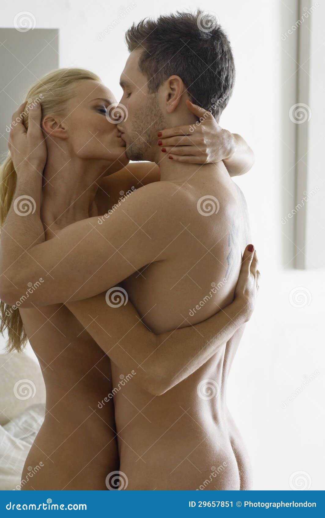 Naked Couple Kissing stock image. 