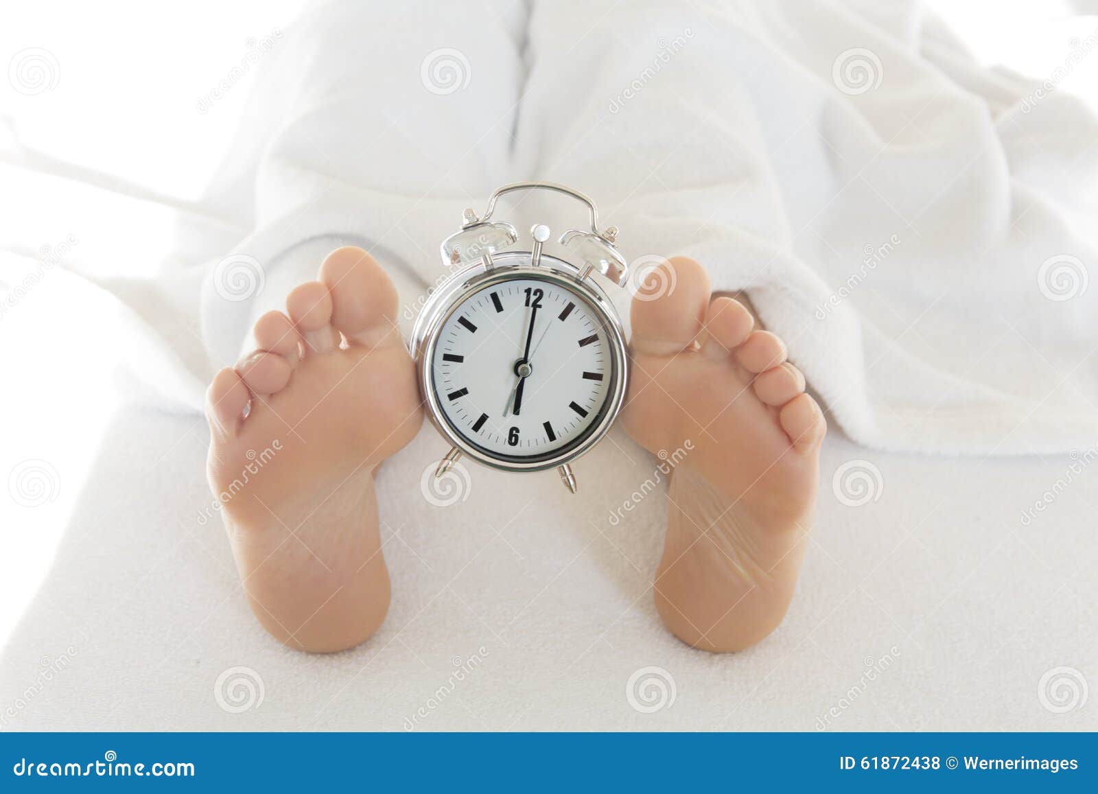 Naked Feet Bed Alarm Clock Stock Photos Free & RoyaltyFree Stock
