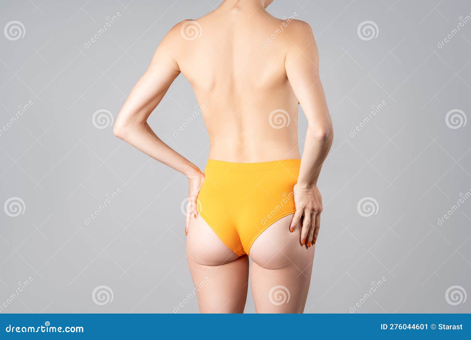 Naked Female Back, Slim Topless Woman in Yellow Panties on Gray Background,  Body Care and Correction of Scoliosis Concept Stock Image - Image of back,  curvature: 276044601