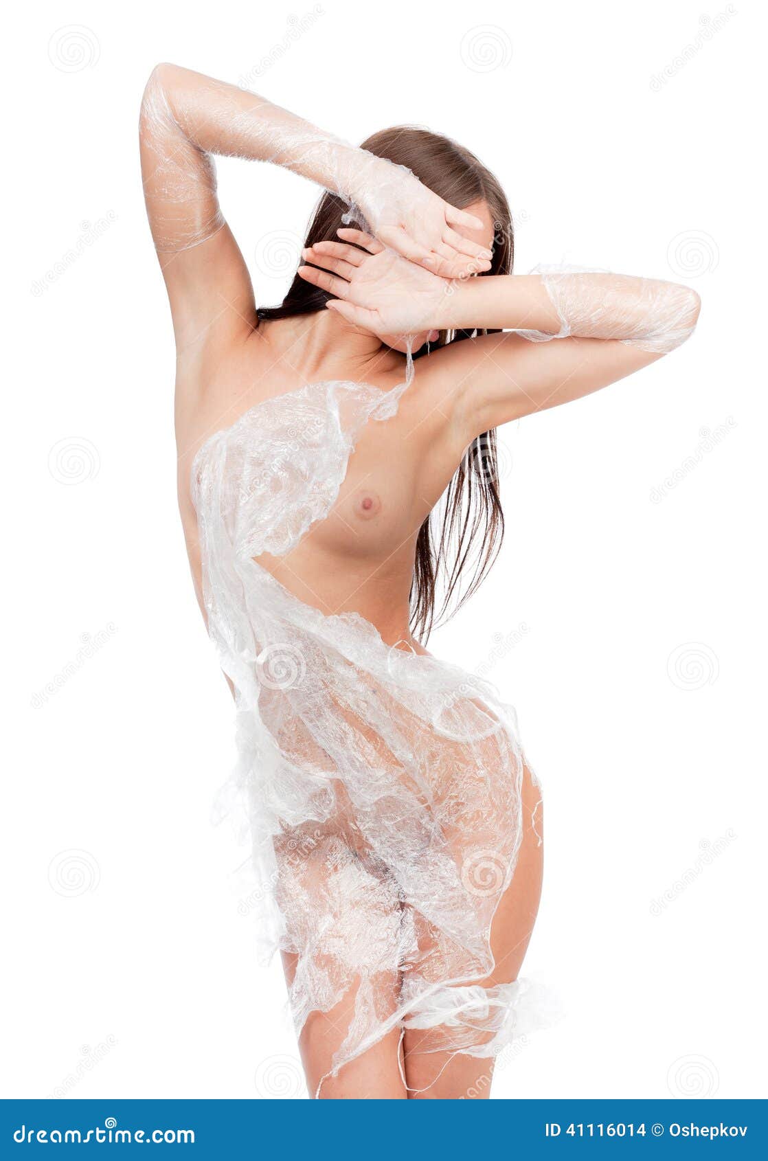 plastic nude wrap girl