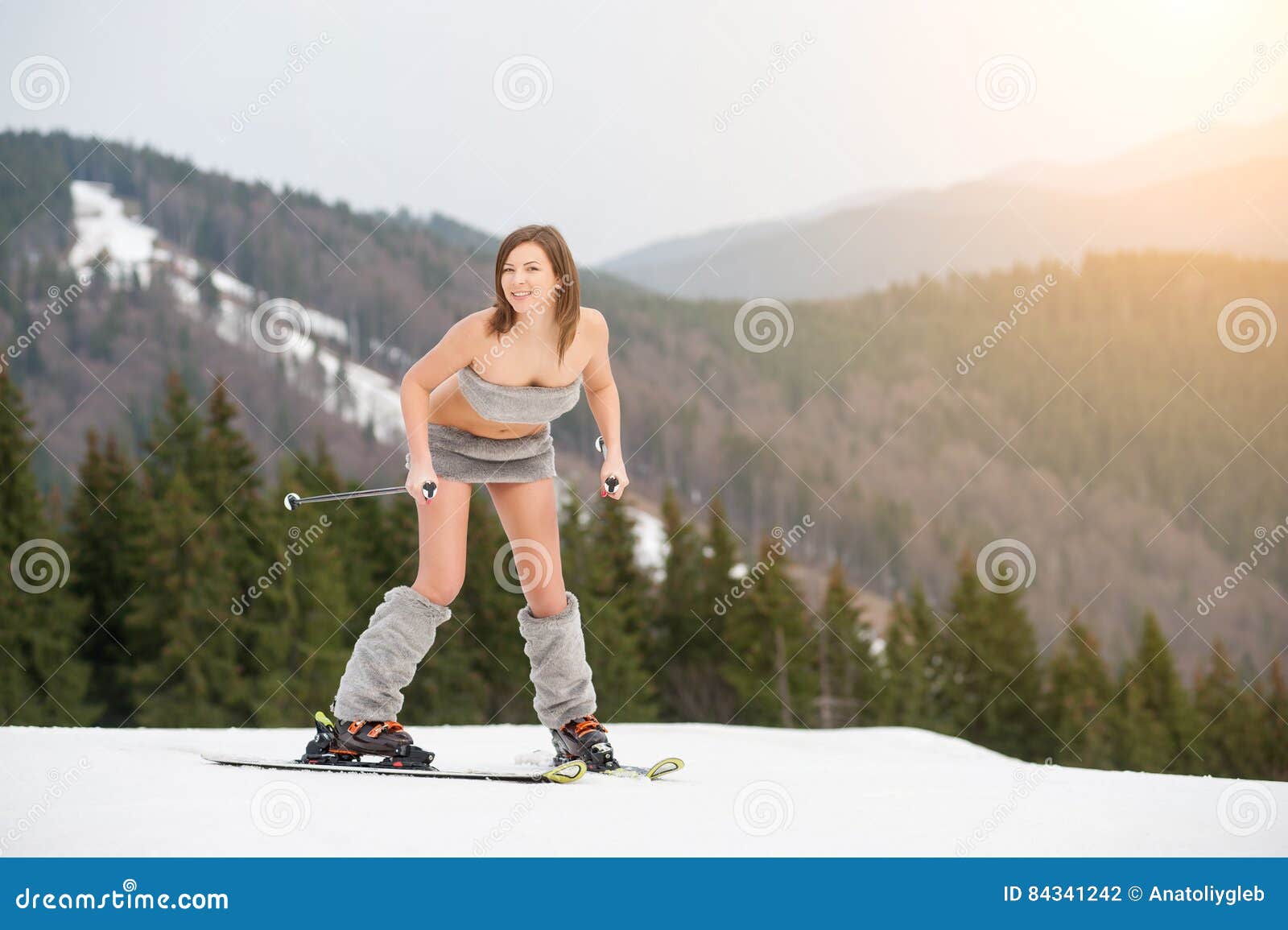 Topless Ski Girl