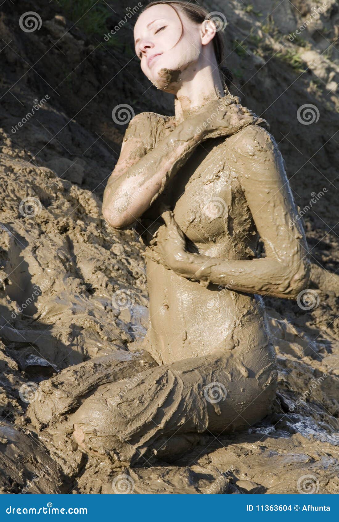 Dirty Naked Girl With Mud