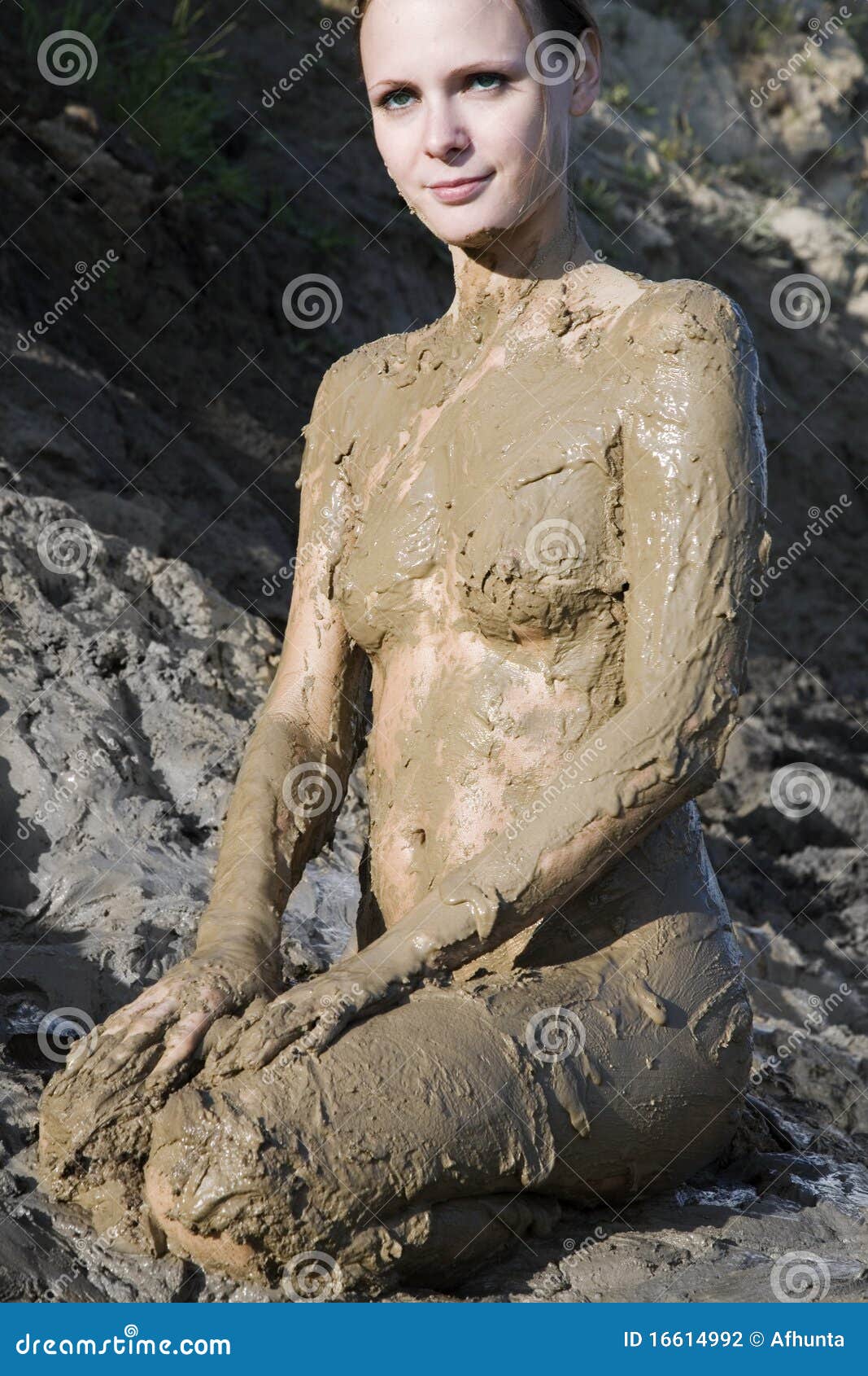 Dirty Naked Girl With Mud