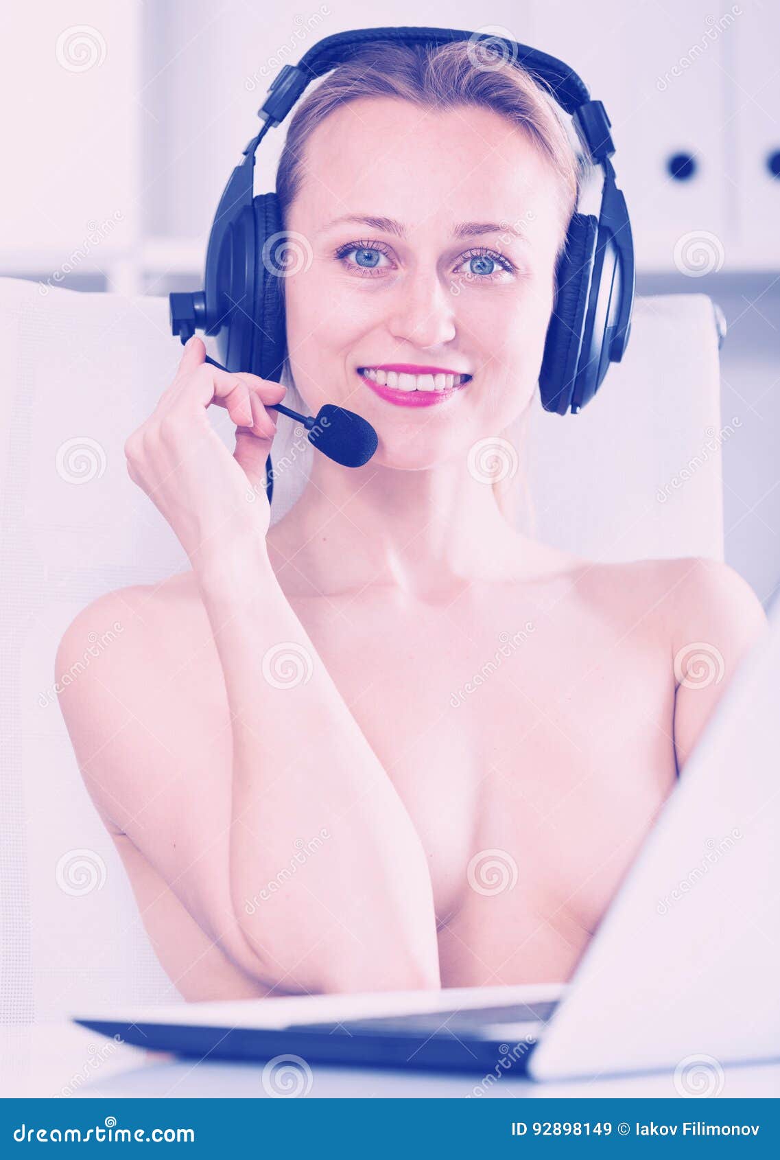 Naked chicks with headphones