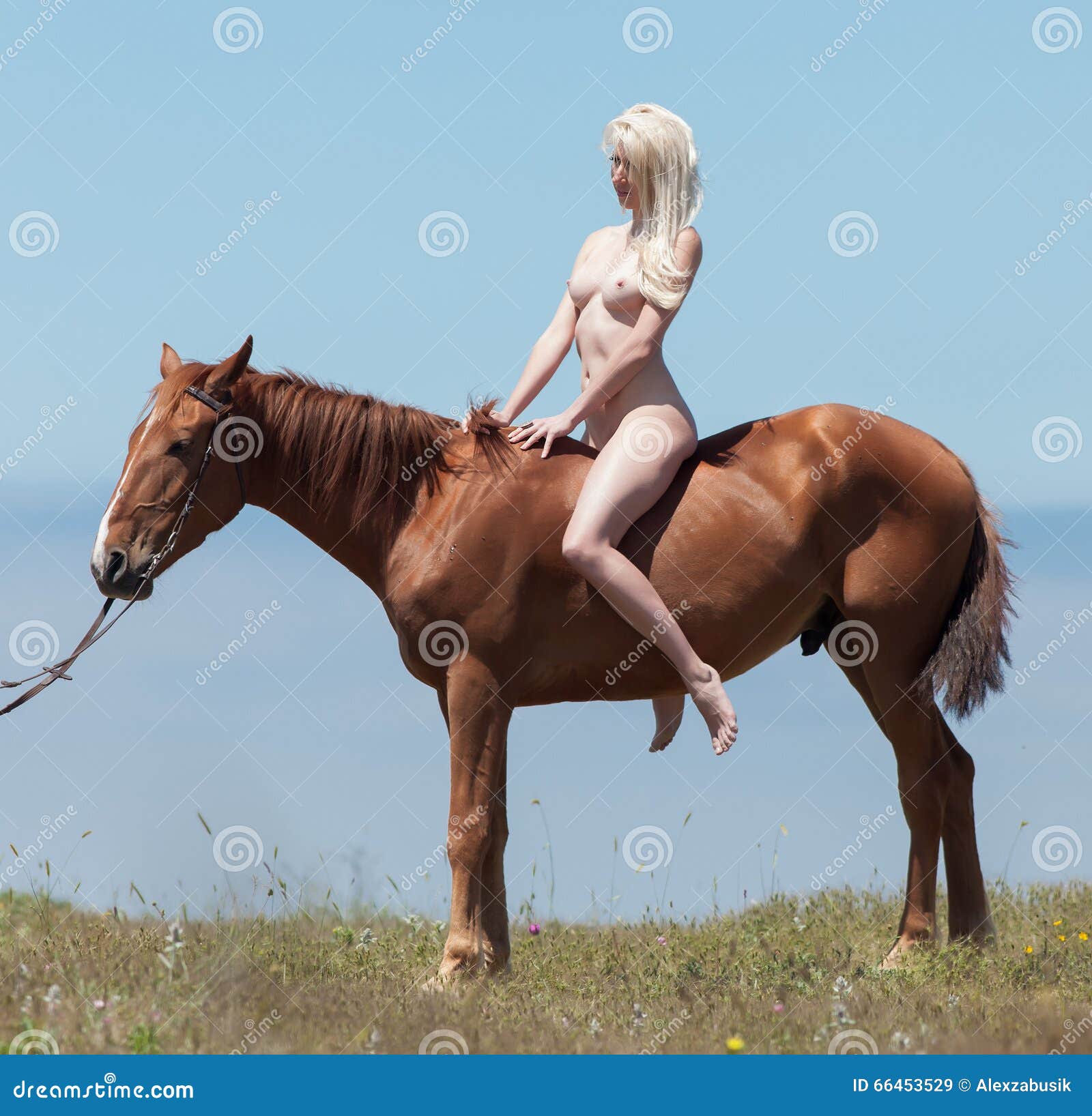 Naked horse riding