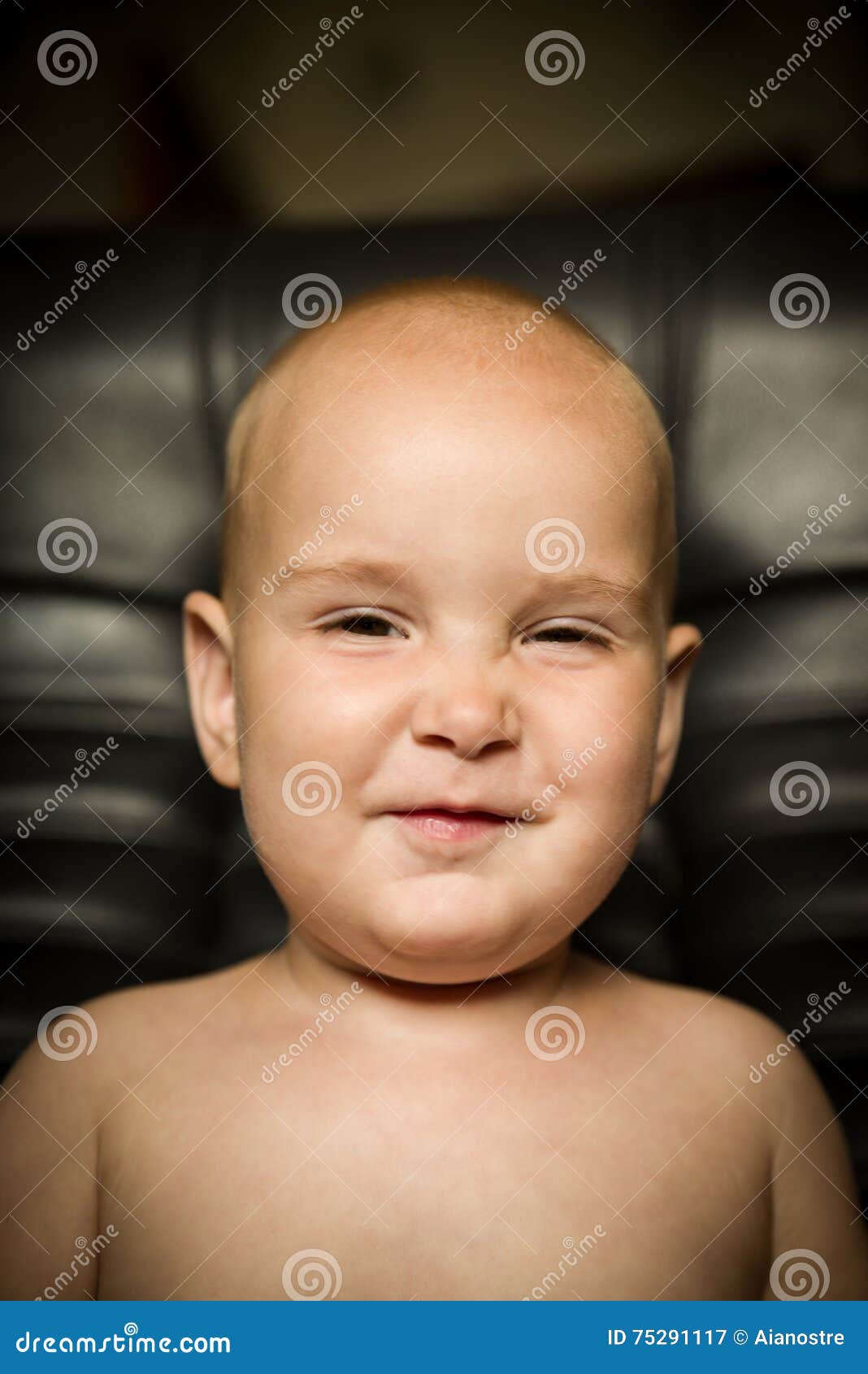 Naked Kid On A Leather Chair Stock Image - Image of chair, diaper: 75291117