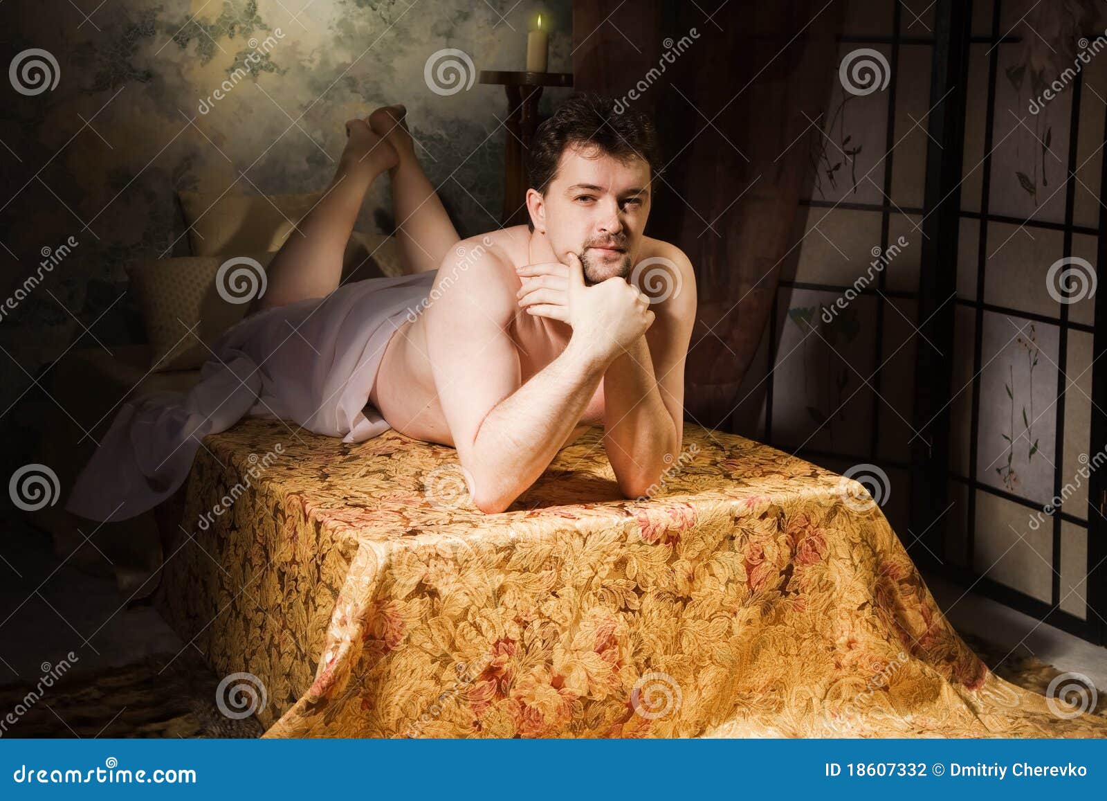 Naked Man Lying On A Couch Stock Photo Image Of Male 18607332