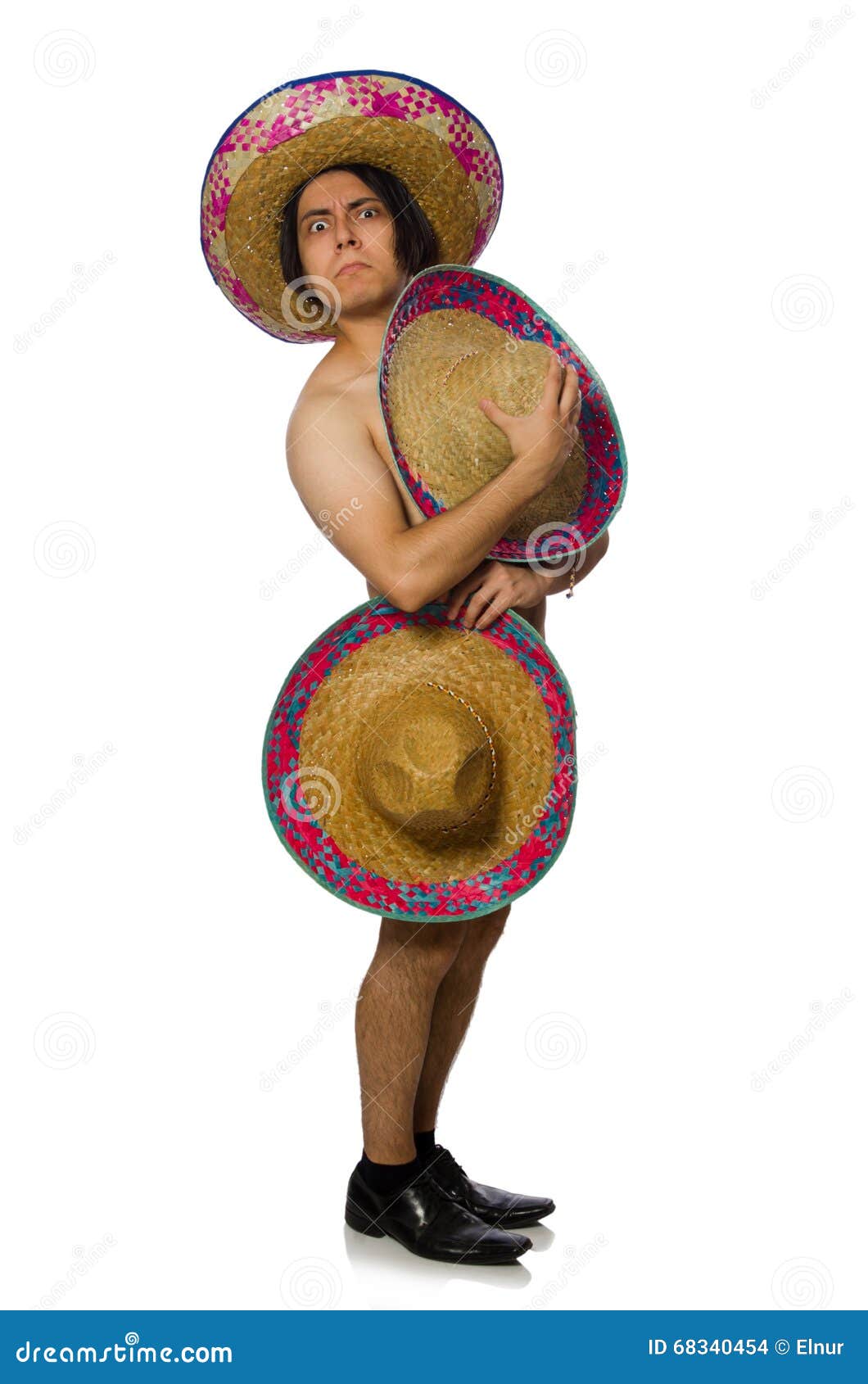 The Naked Mexican Man Isolated on White Stock Photo - Image of america