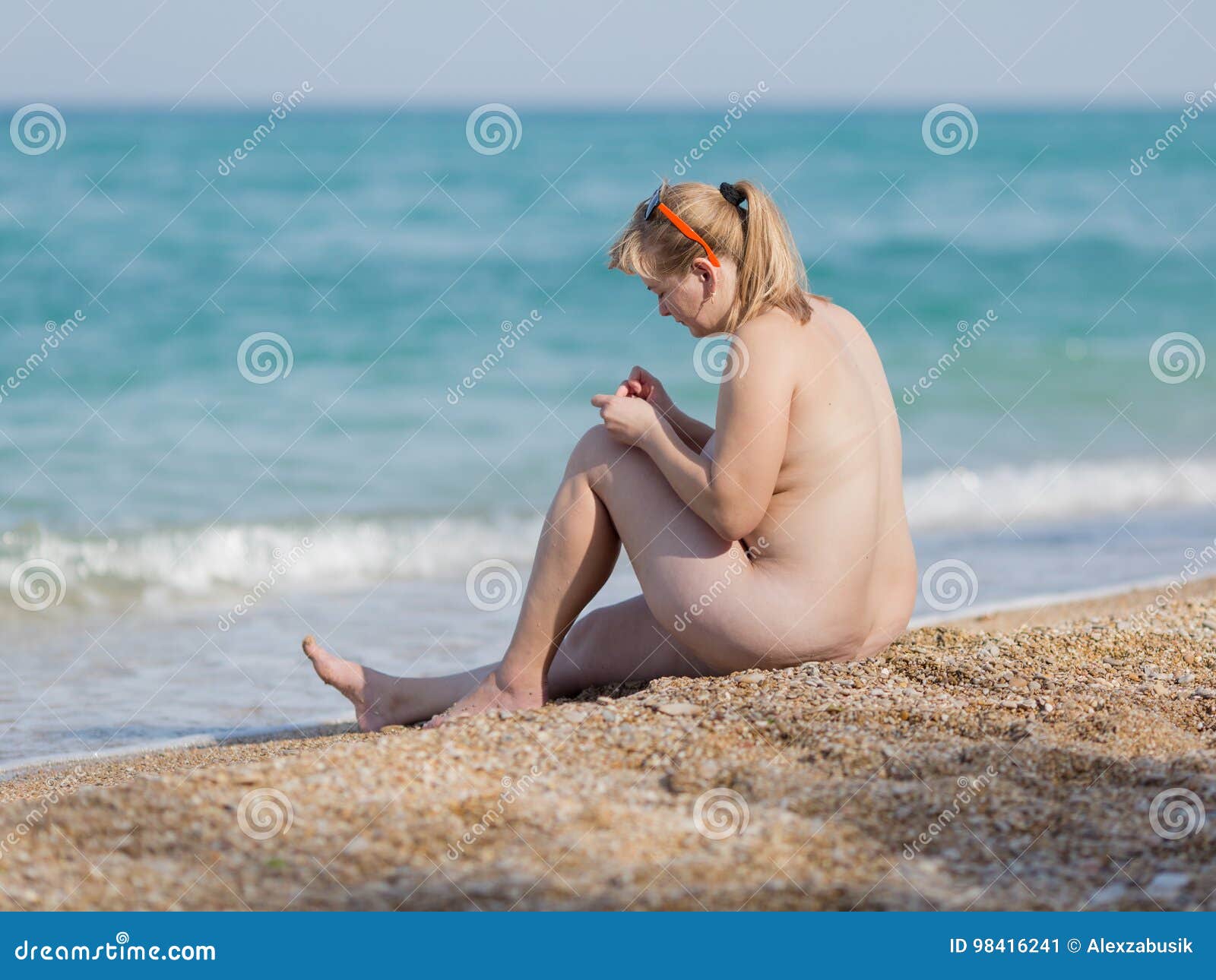 blonde beach naked nude sand sea