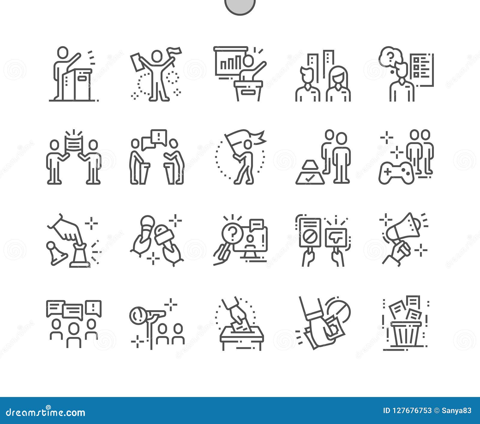 naked politics well-crafted pixel perfect  thin line icons 30 2x grid for web graphics and apps.