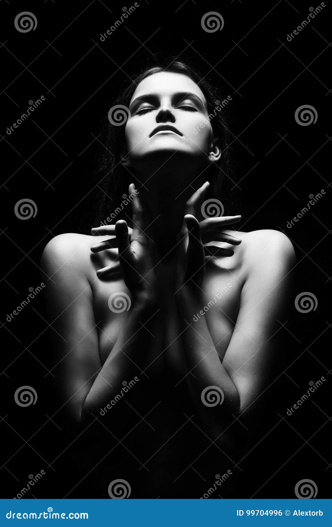 Naked Sensual Big Breast Girl Covering Breast with a Hands Stock Photo -  Image of lovely, naked: 99704996