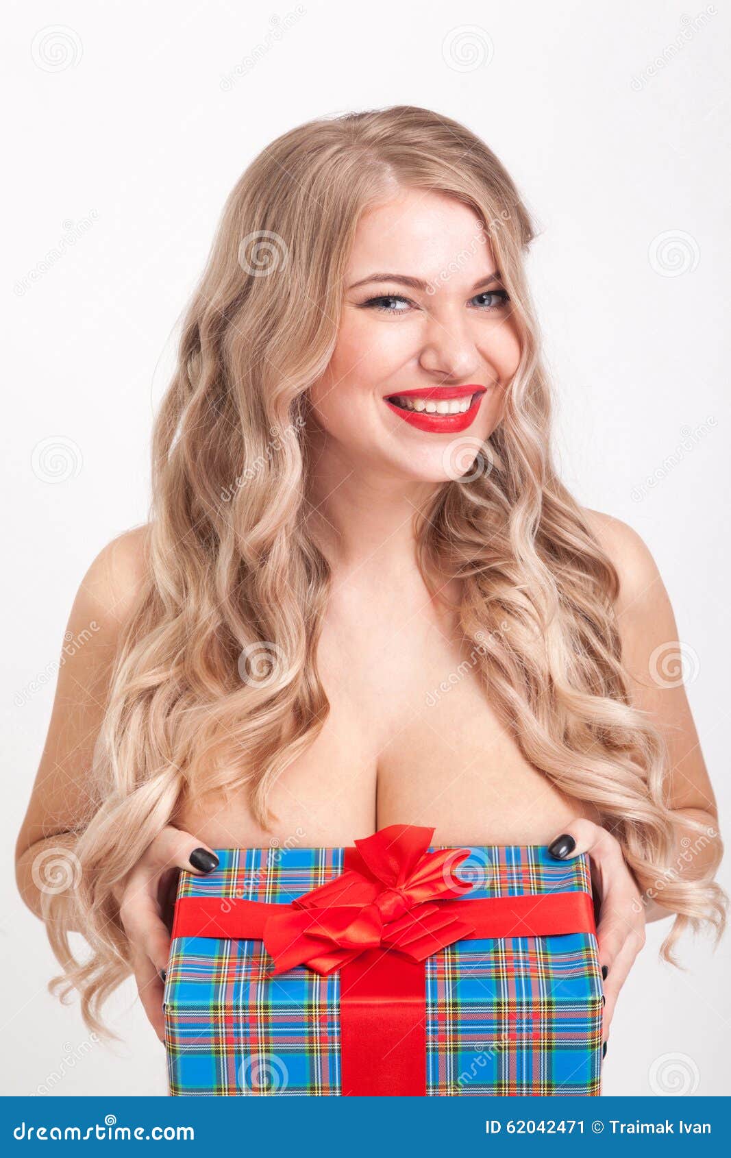 Naked To the Waist Beautiful Blonde with Big Breasts Standing on Stock  Image - Image of present, attractive: 62042471