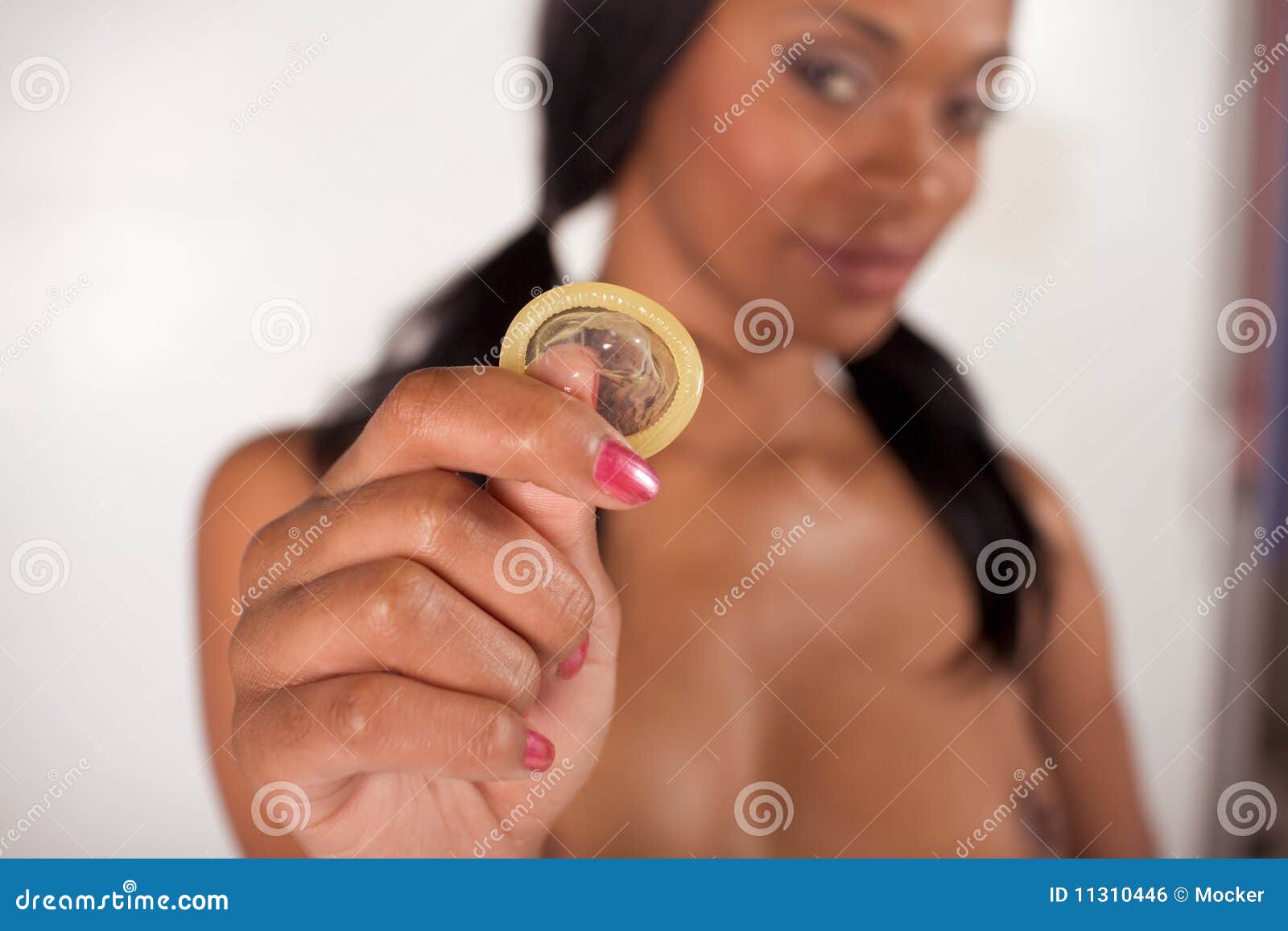 Naked Topless African American Woman With Condom Stock Photo Image Of