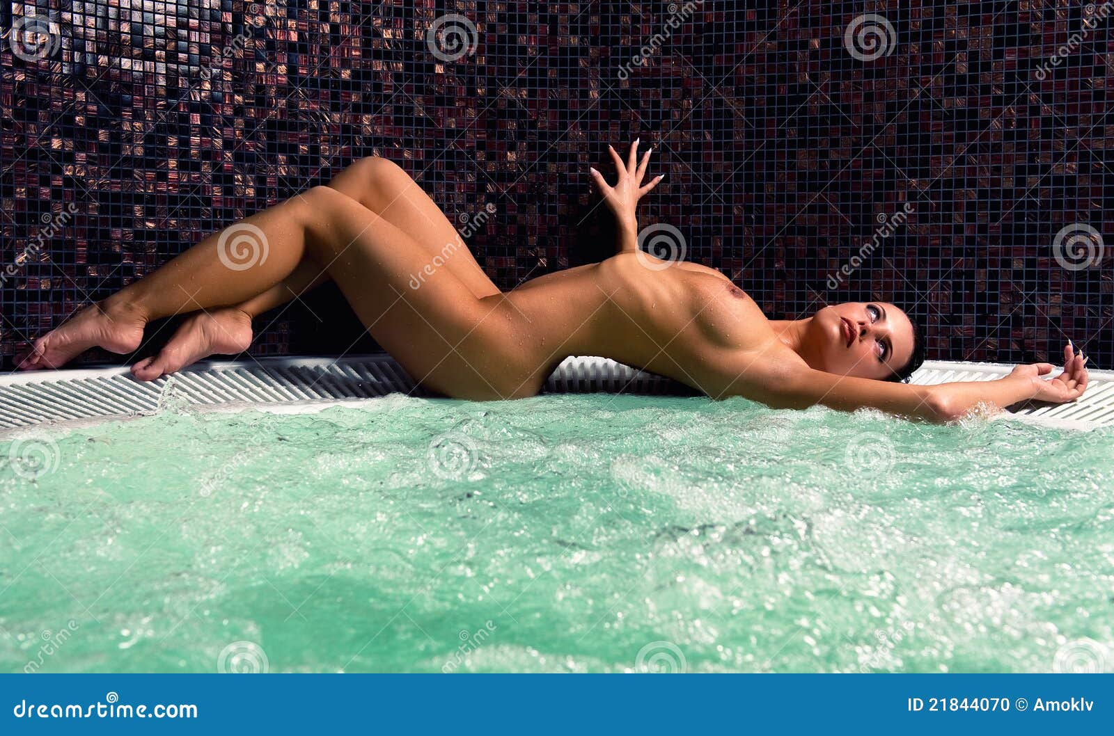 Naked Woman Relaxing in Jacuzzi Stock Photo - Image of indoors, lying:  21844070