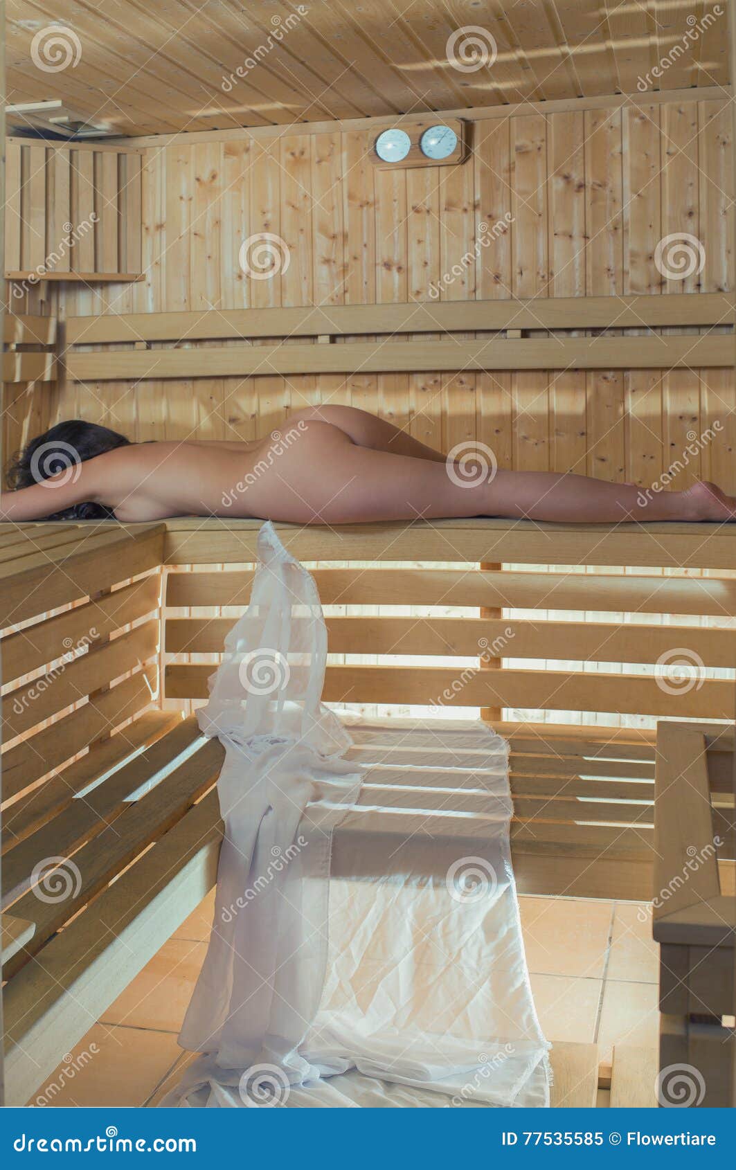 Nude women in sauna