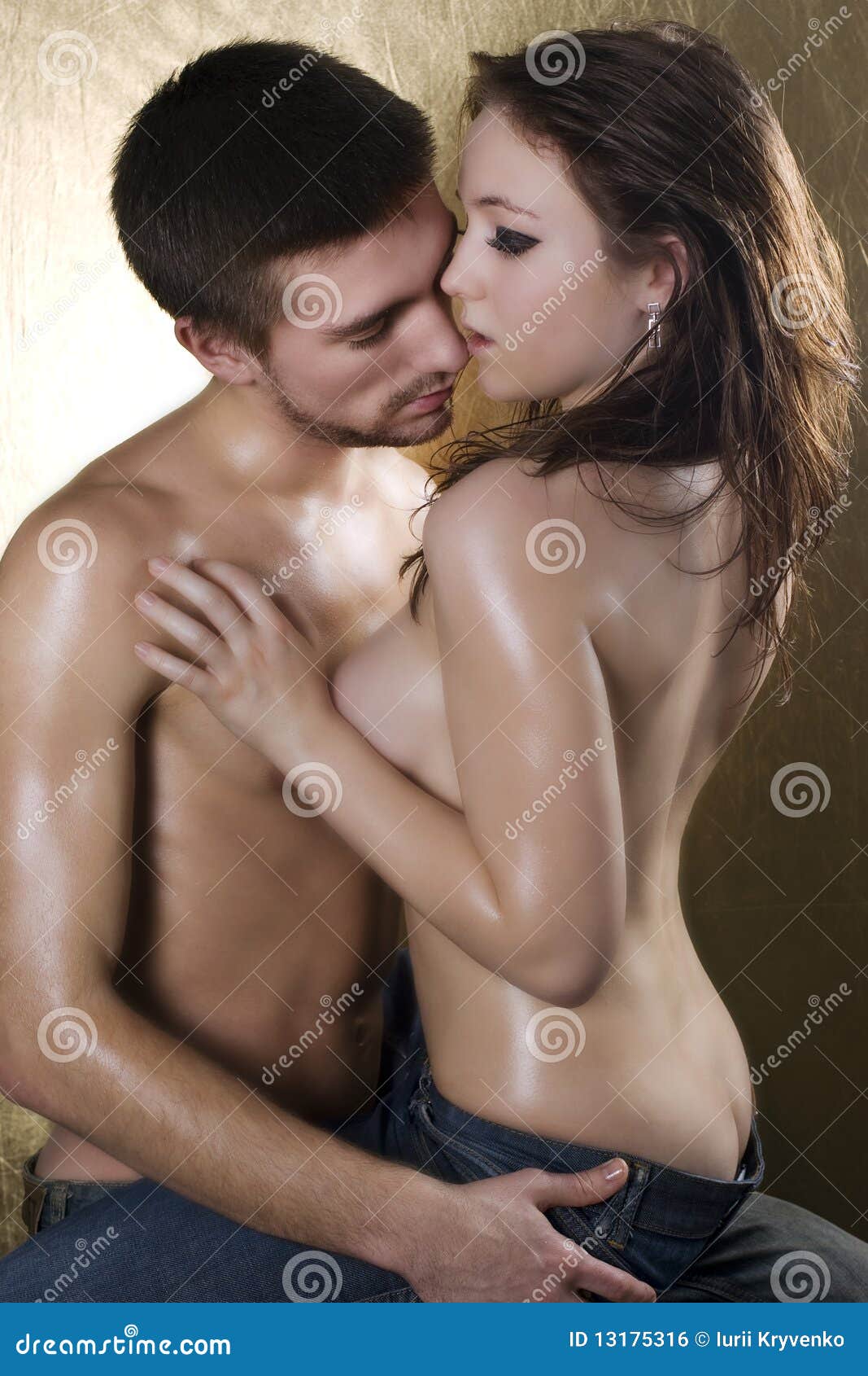 Naked Young Couple Embracing Stock Photo - Image of kissing, care: 13175316