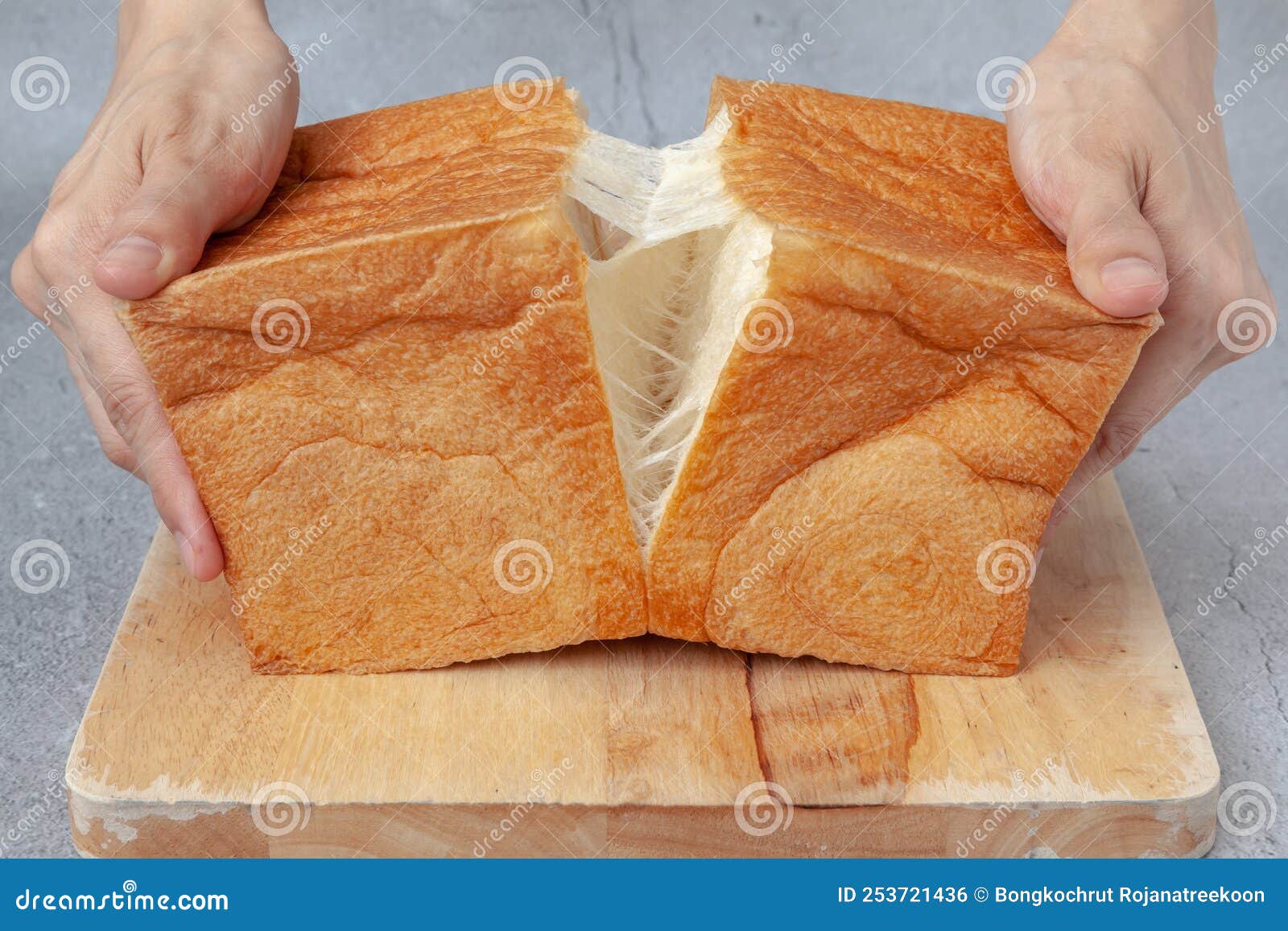 nama shokupan or japanese bread loaf on wooden board