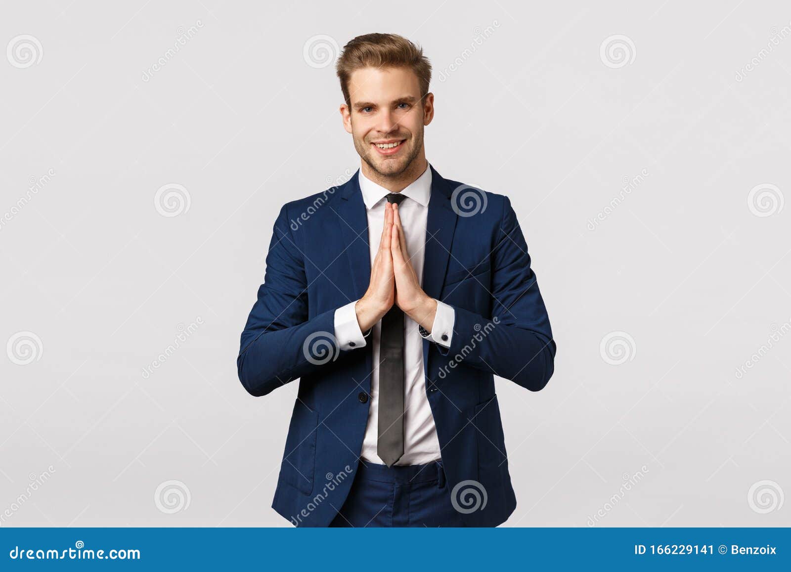 Namaste. Handsome Young Caucasian Businessman Greeting Asian Business ...
