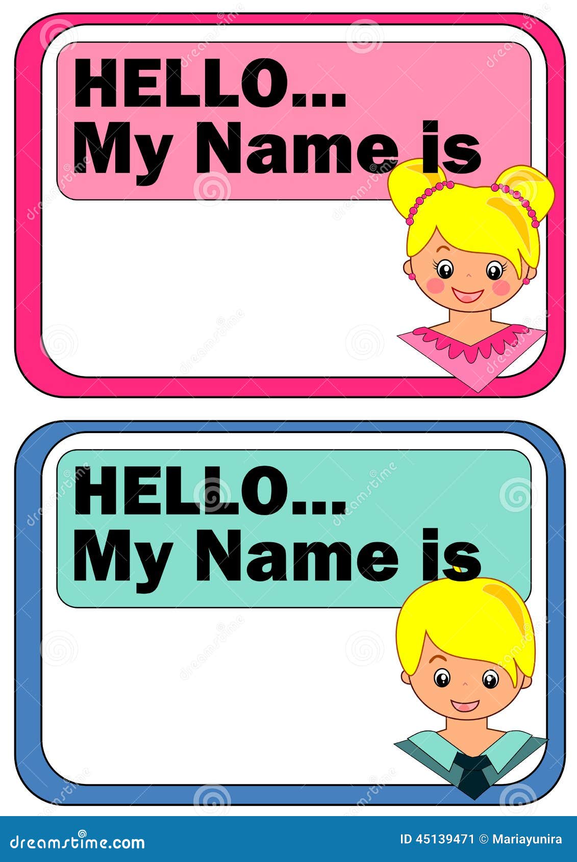 Name Tags for Kids stock vector. Illustration of blue - 45139471