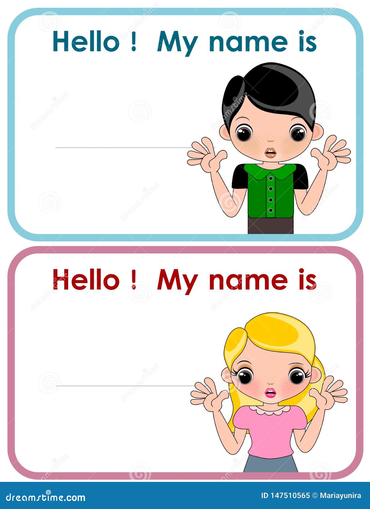 Name Tag for Kids Set Illustrations Stock Vector - Illustration of ...