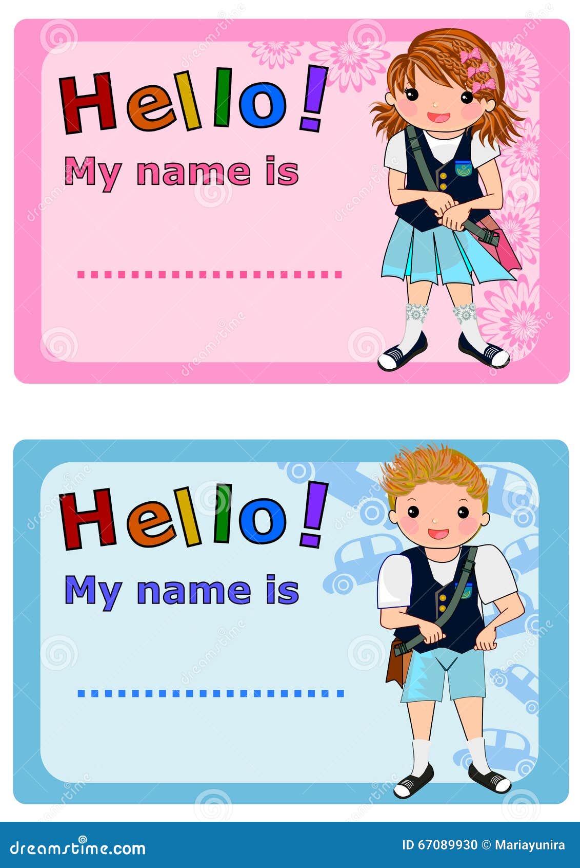 Name Tags for Kids stock illustration. Illustration of hello - 67089930