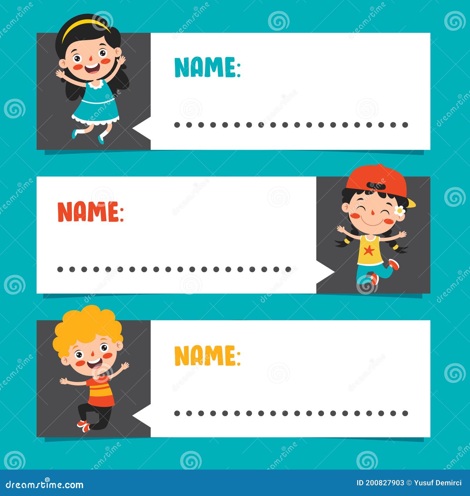 Name Tags for School Children Stock Vector - Illustration of children ...