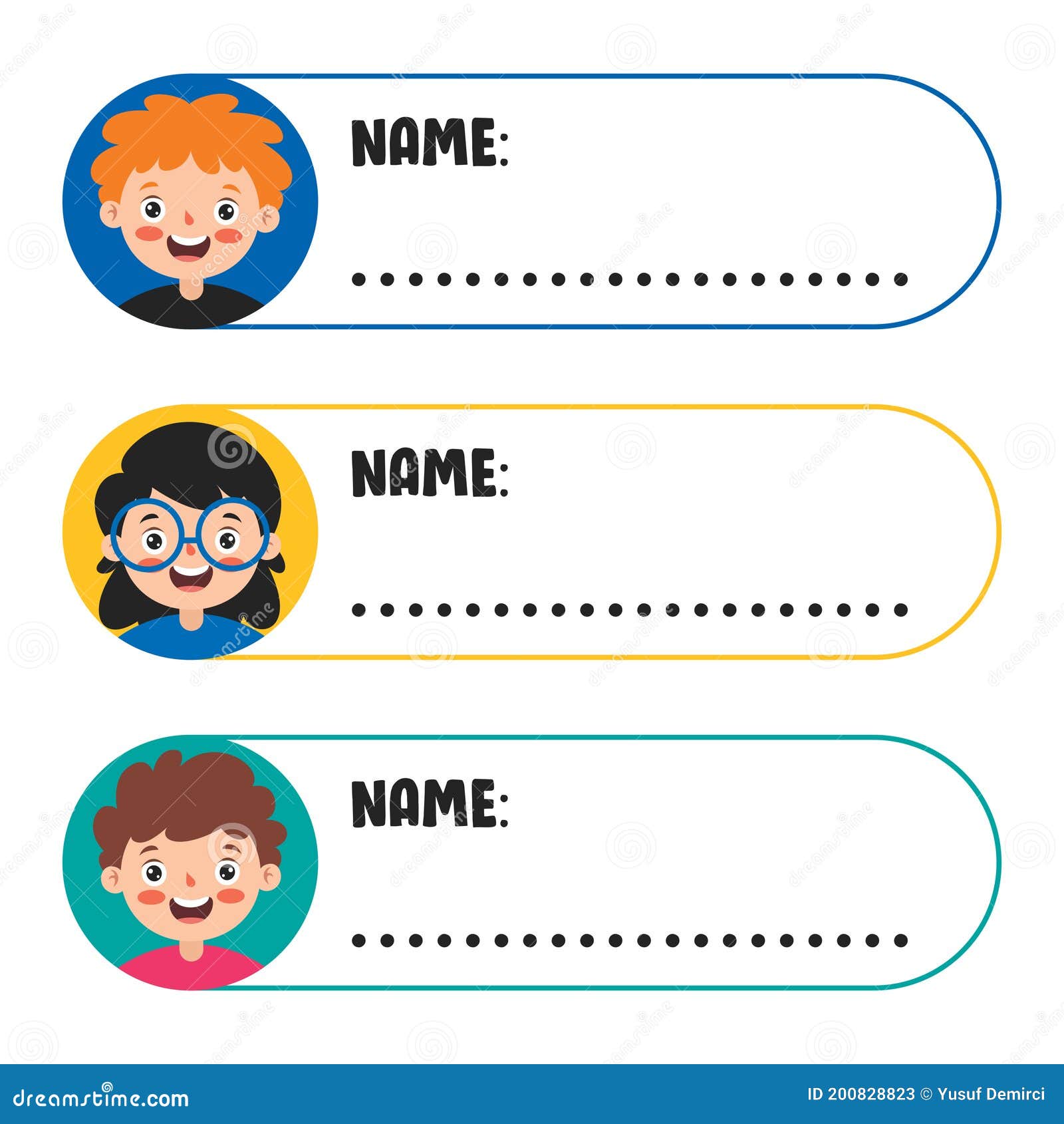 Name Tags for School Children Stock Vector Illustration of elements