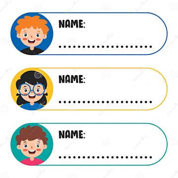 Name Tags for School Children Stock Vector - Illustration of elements ...