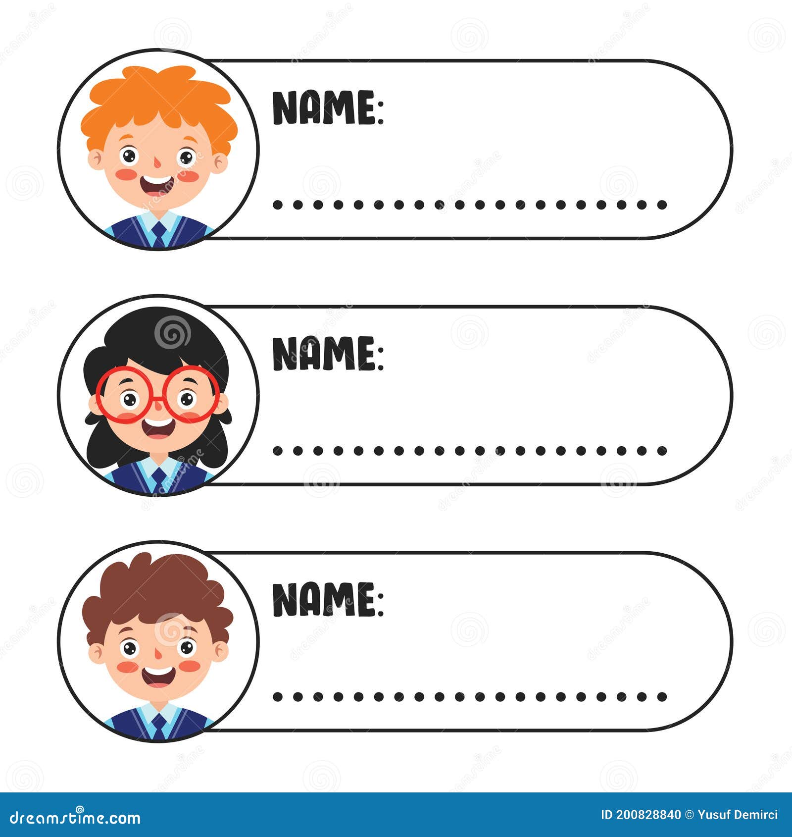 Name Tags for School Children Stock Vector - Illustration of children ...