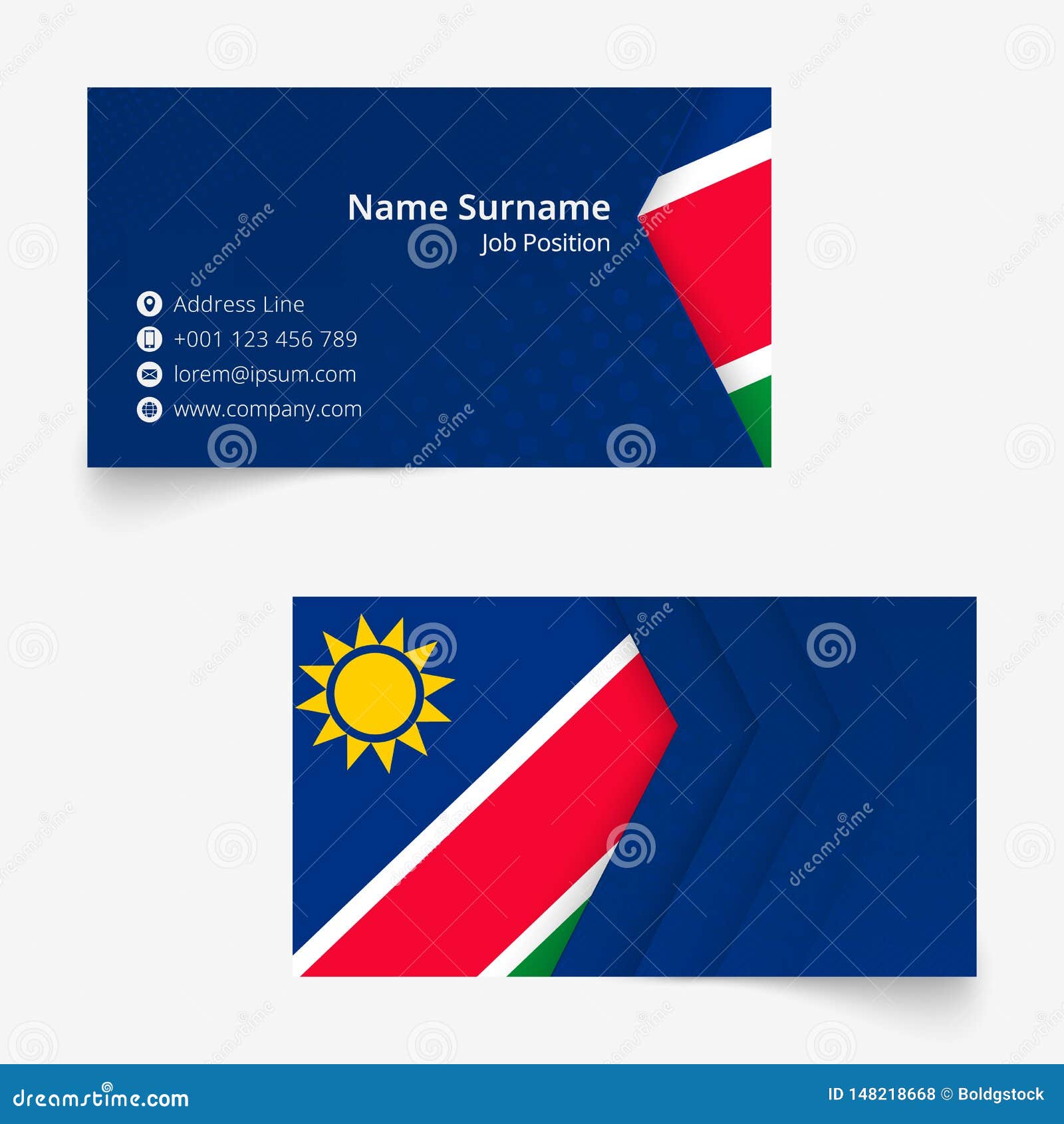 Namibia Flag Business Card Standard Size 90x50 Mm Business Card Template Stock Vector Illustration Of Banner Print 148218668