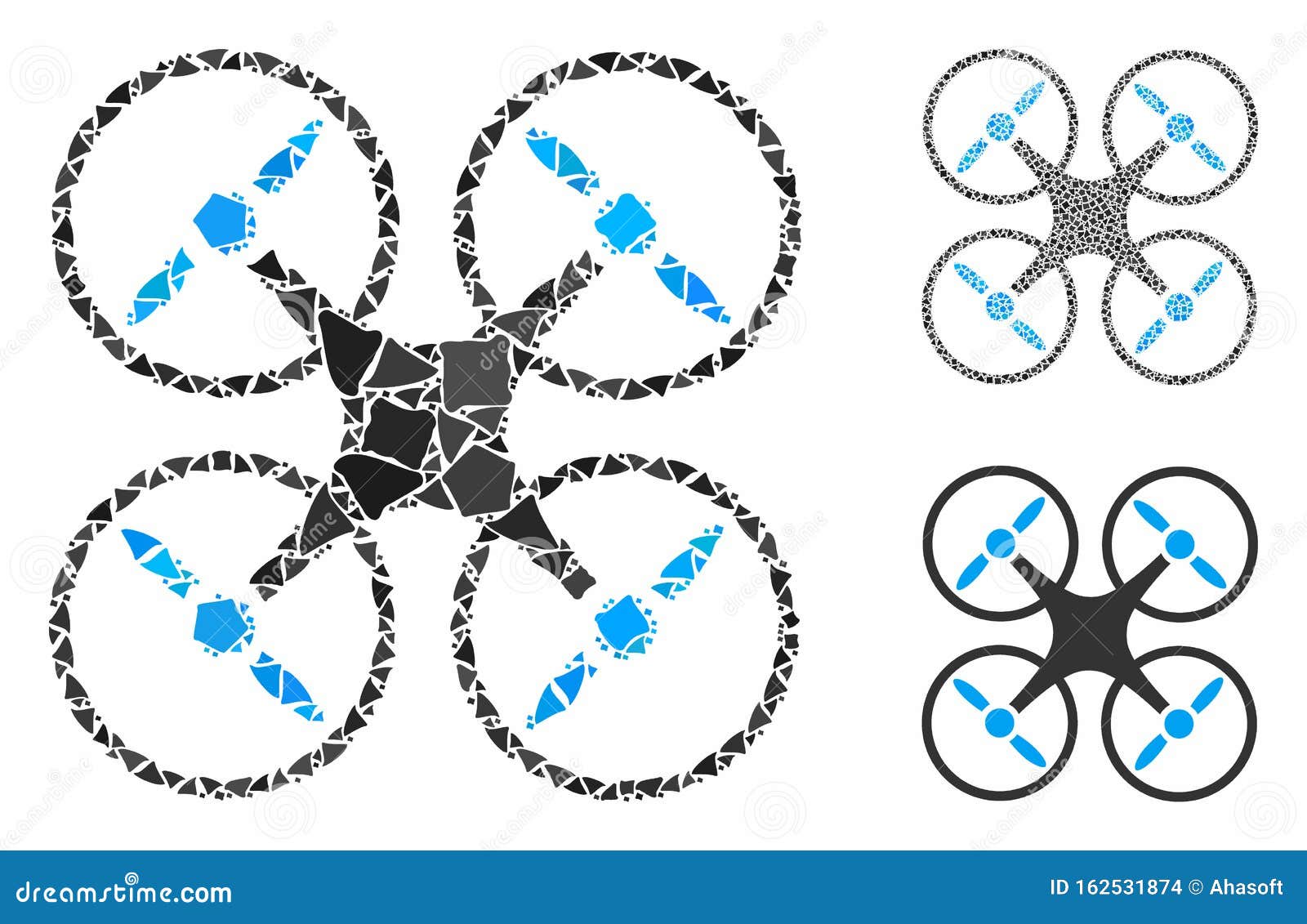 nanocopter composition icon of rugged pieces