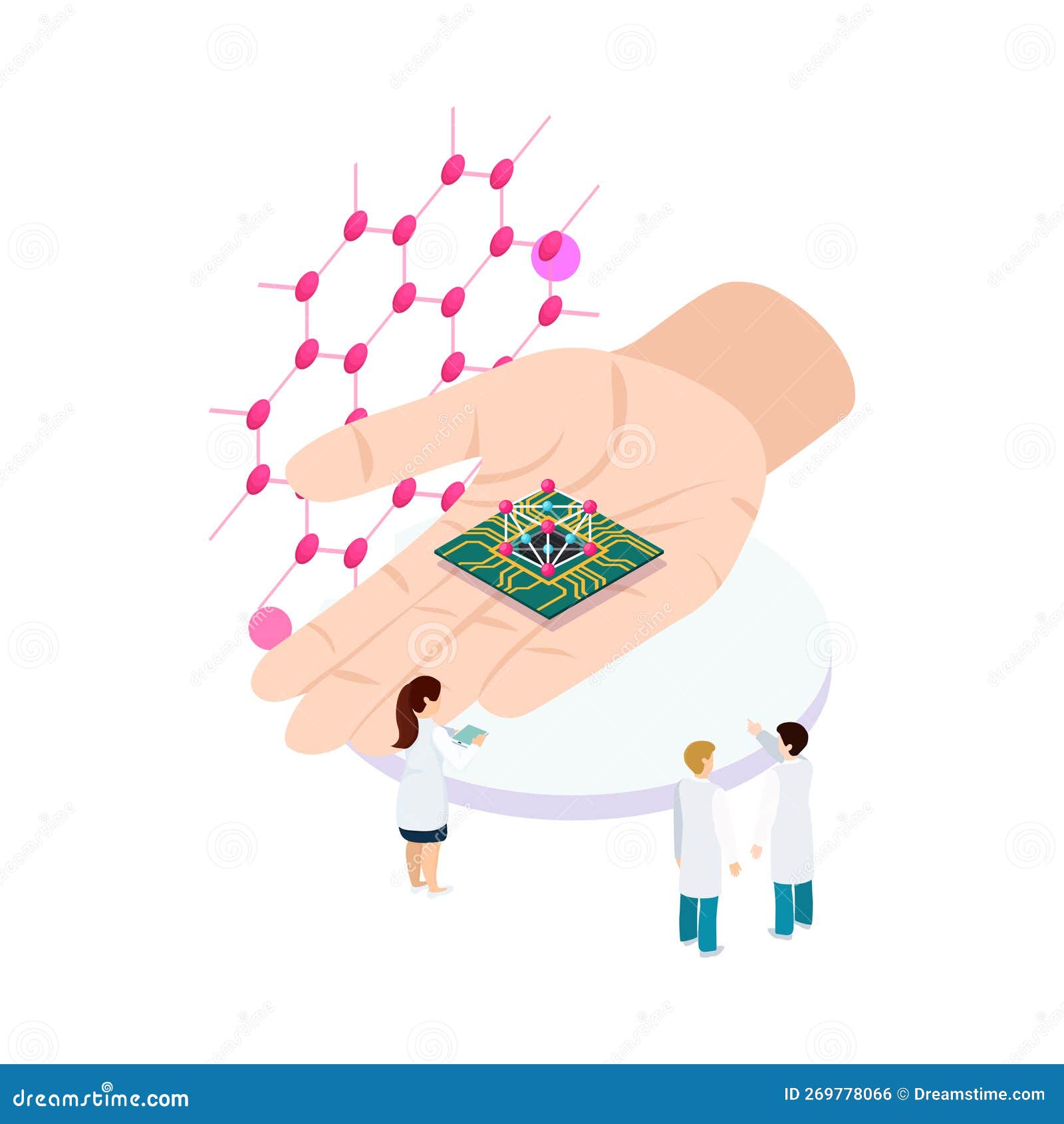 Nanotechnology Microchip Isometric Composition Stock Illustration