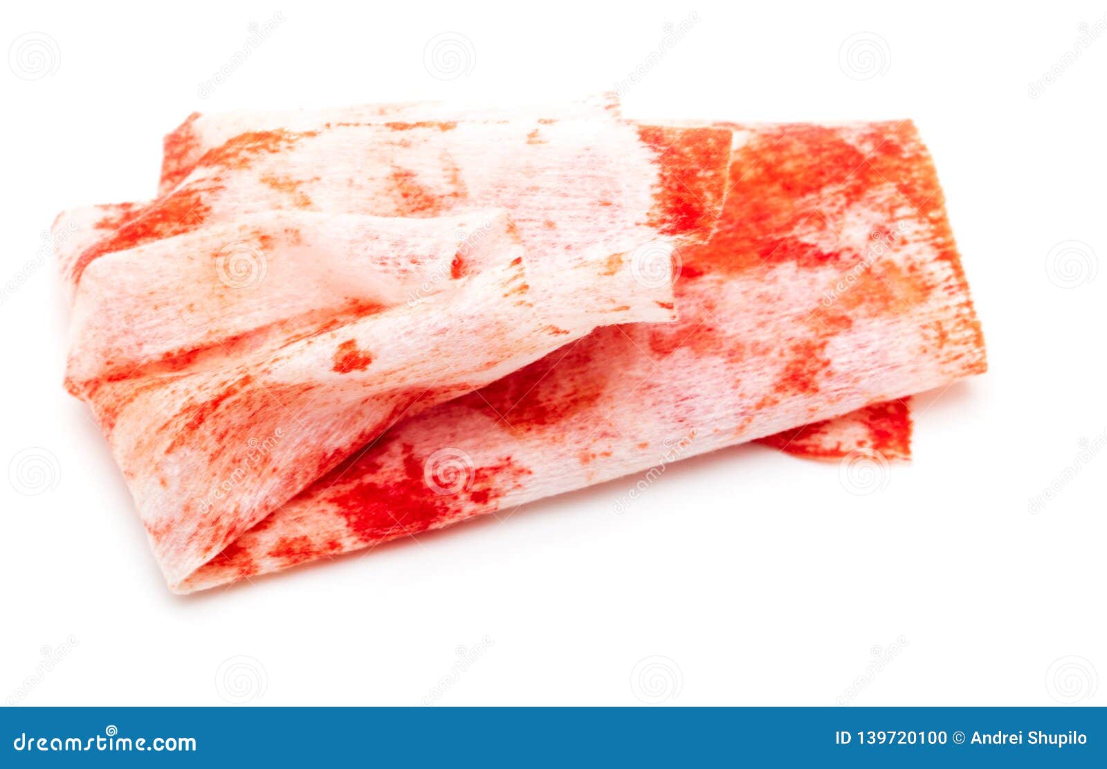 Napkin in Red Blood on White Background Stock Photo - Image of life ...